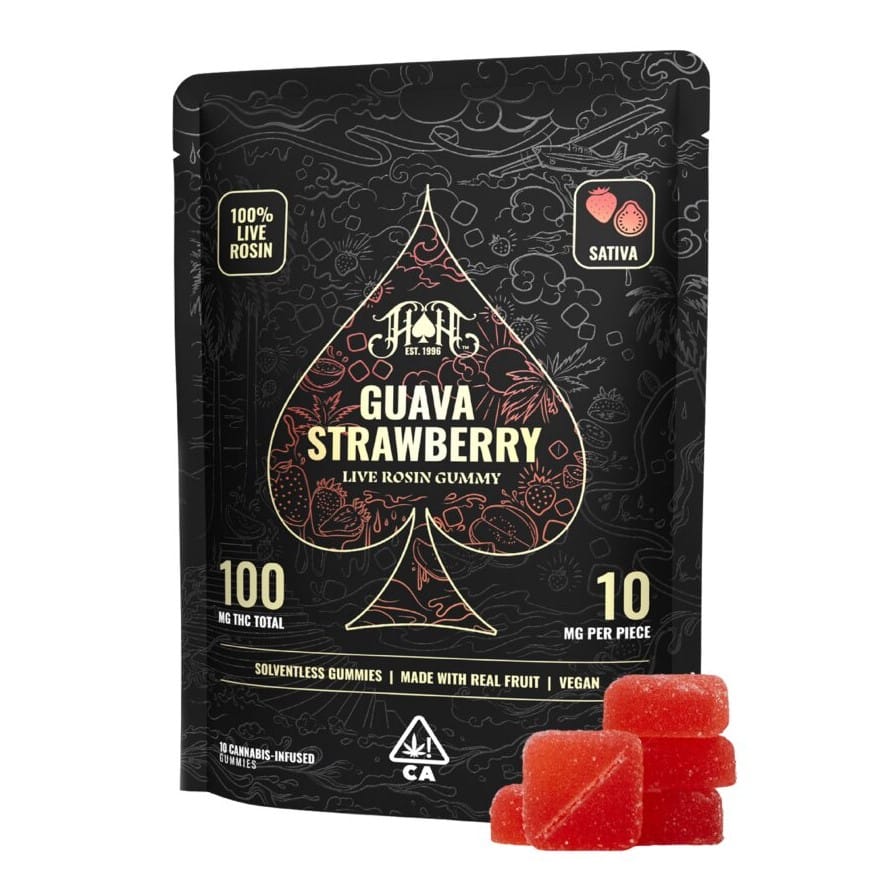Guava Strawberry | Solventless Live Rosin Gummies - Heavy Hitters -  - $25 - Edibles
