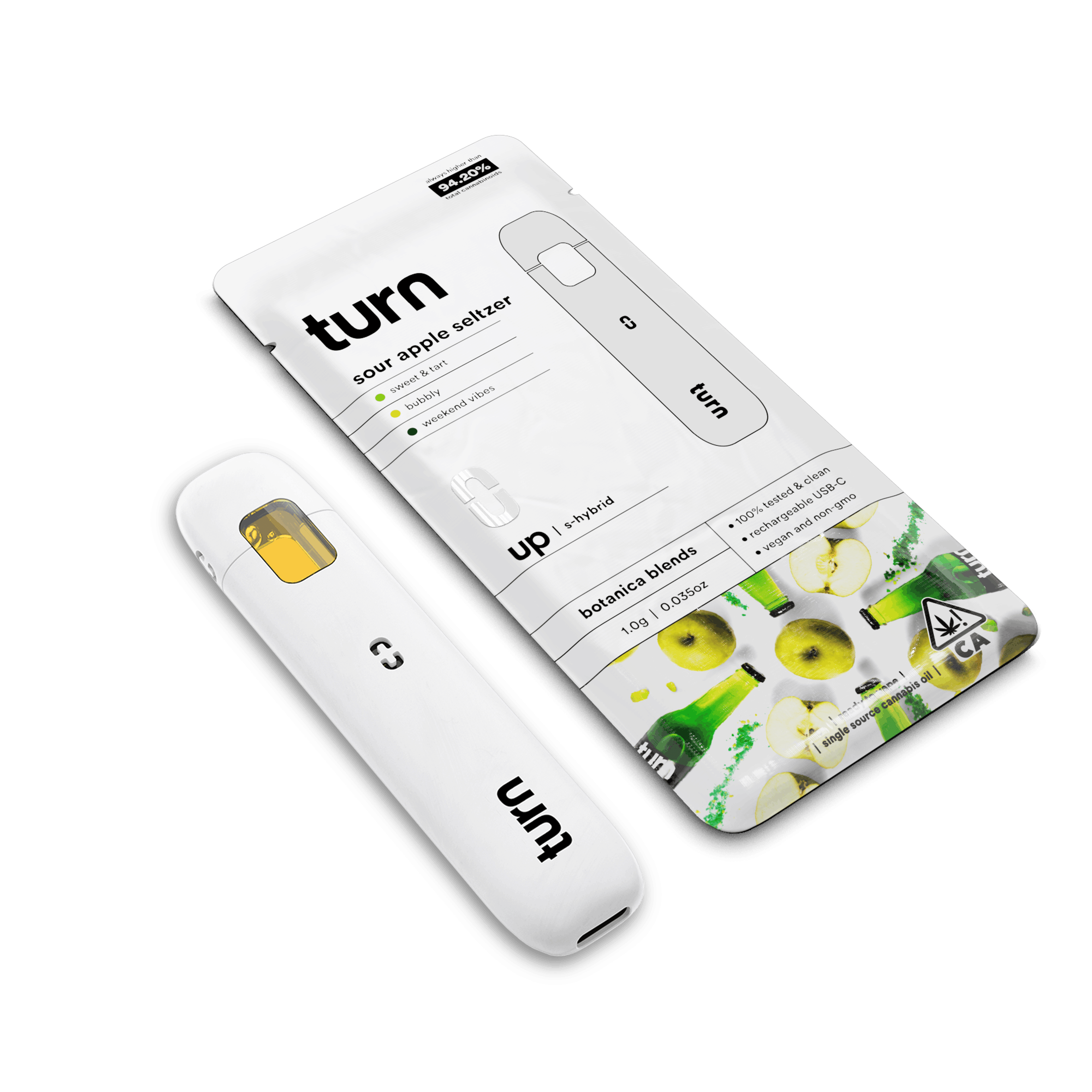 Turn Up Botanica Blends | 1g - Sour Apple Seltzer - AIO - Sativa Hybrid - Turn - - $27 - All-In-Ones