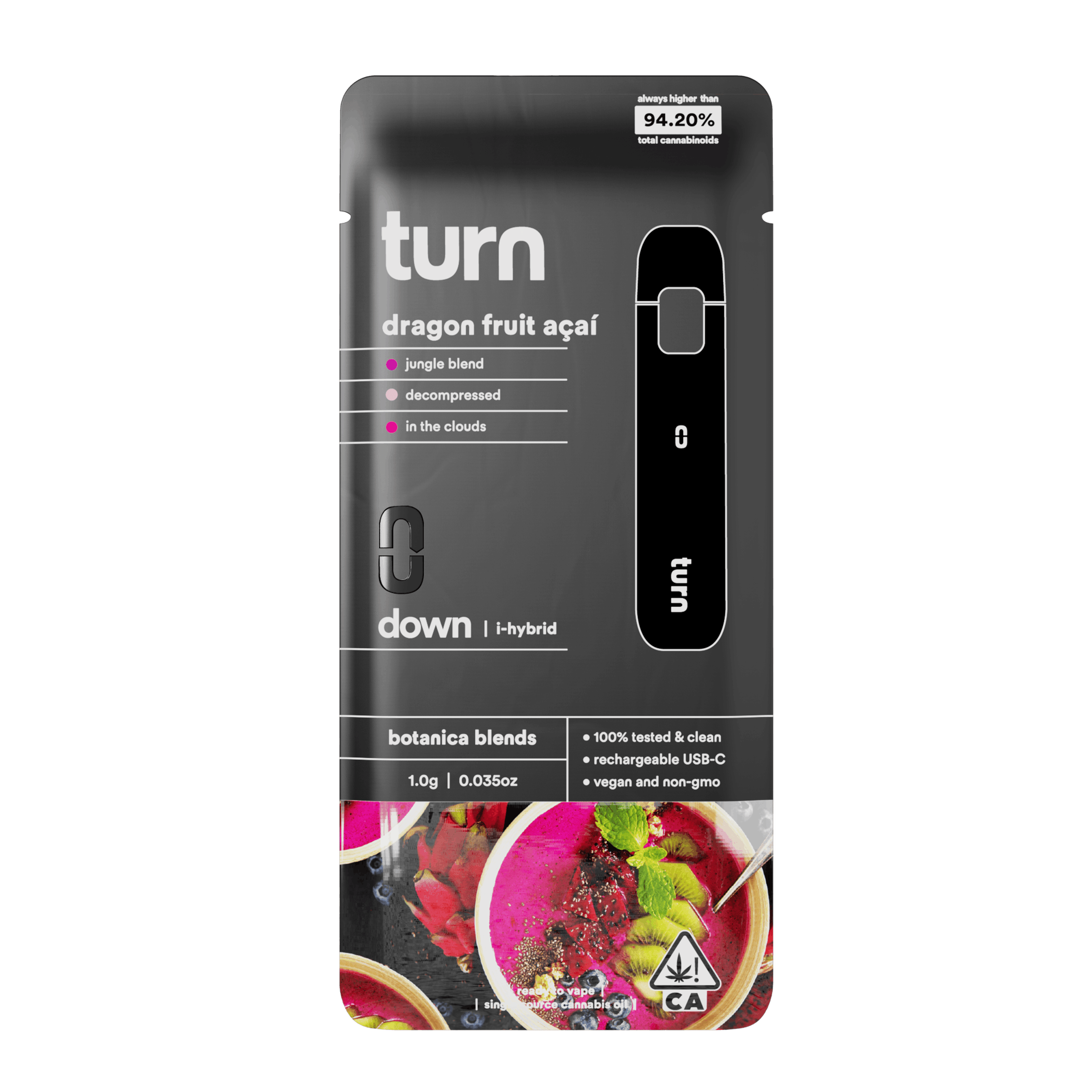 1.0g AIO | dragon fruit açaí | botanica blends | down | - Turn - Dragon Fruit Acai Turn Down AIO - $35 - Vape Pens