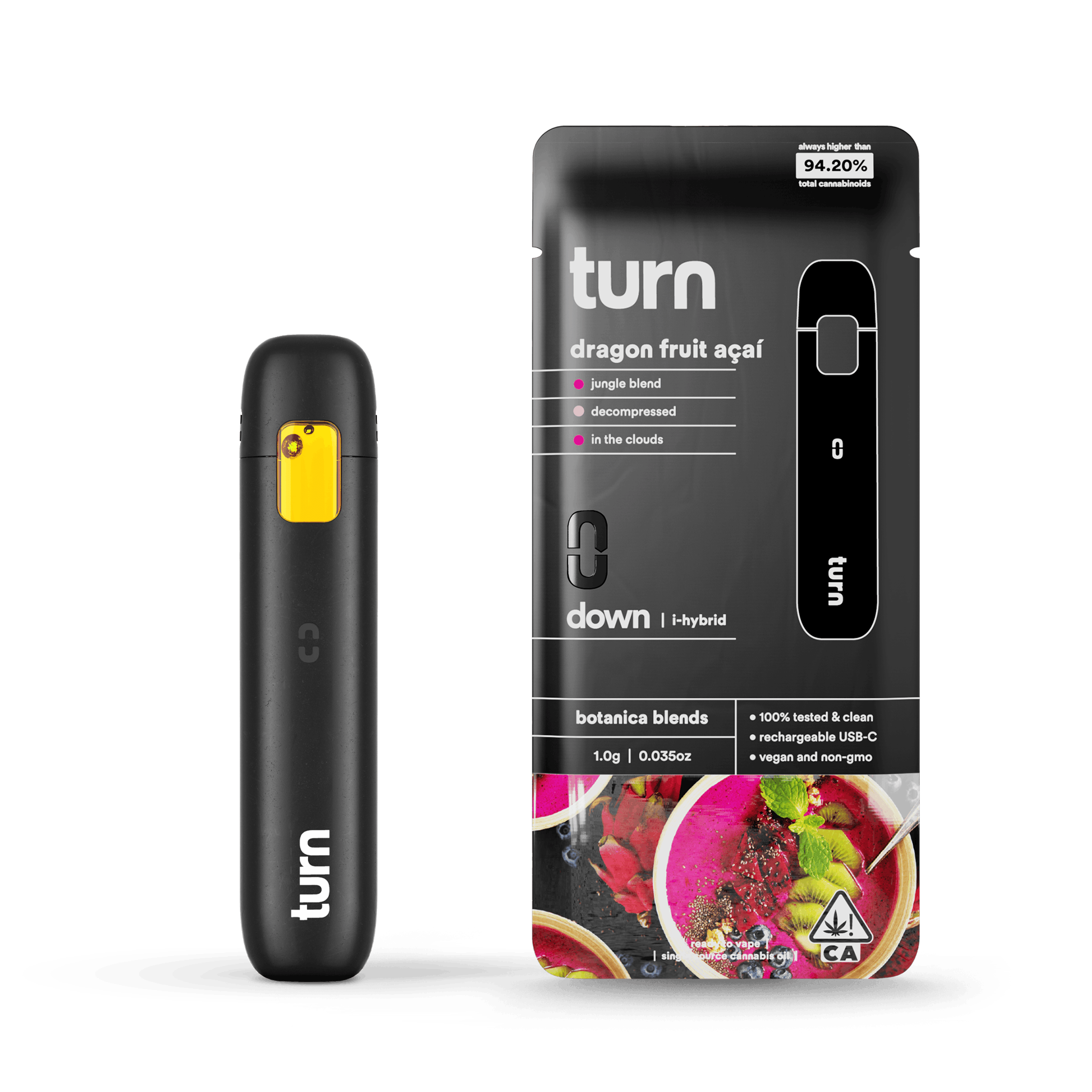 1.0g AIO | dragon fruit açaí | botanica blends | down | - Turn - Dragon Fruit Acai Turn Down AIO - $35 - Vape Pens