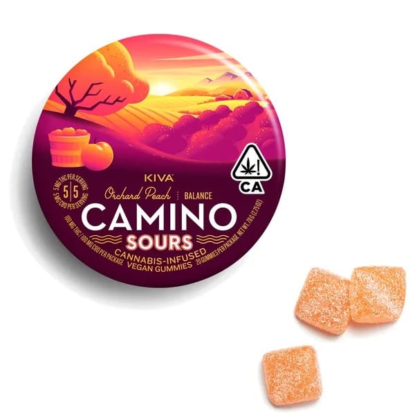 Orchard Peach 1:1 CBD Gummies - Camino Sours - Kiva - Orchard Peach (H) - $19 - Edibles