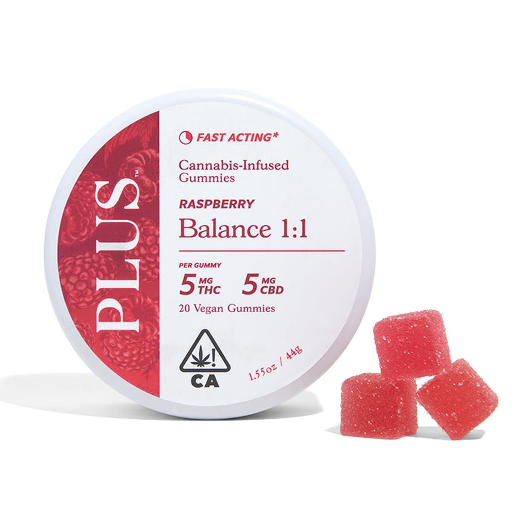 Raspberry 1:1 CBD/THC  Strains Gummies - Plus Products - Raspberry 1:1 CBD/THC - $17 - Edibles
