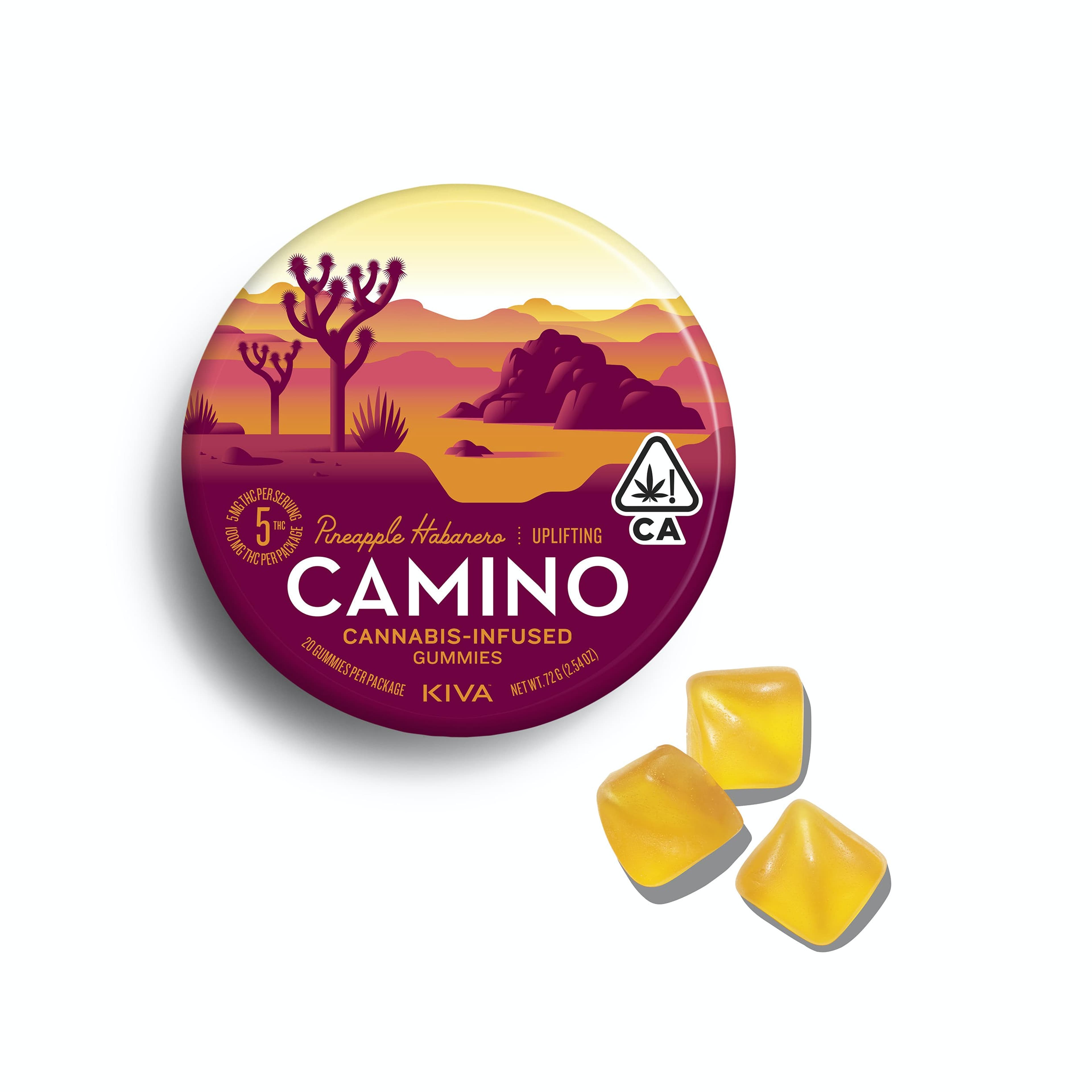 Camino Pineapple Habanero "Uplifting" Gummies - 100mg - Camino by Kiva - - $18 - Edibles