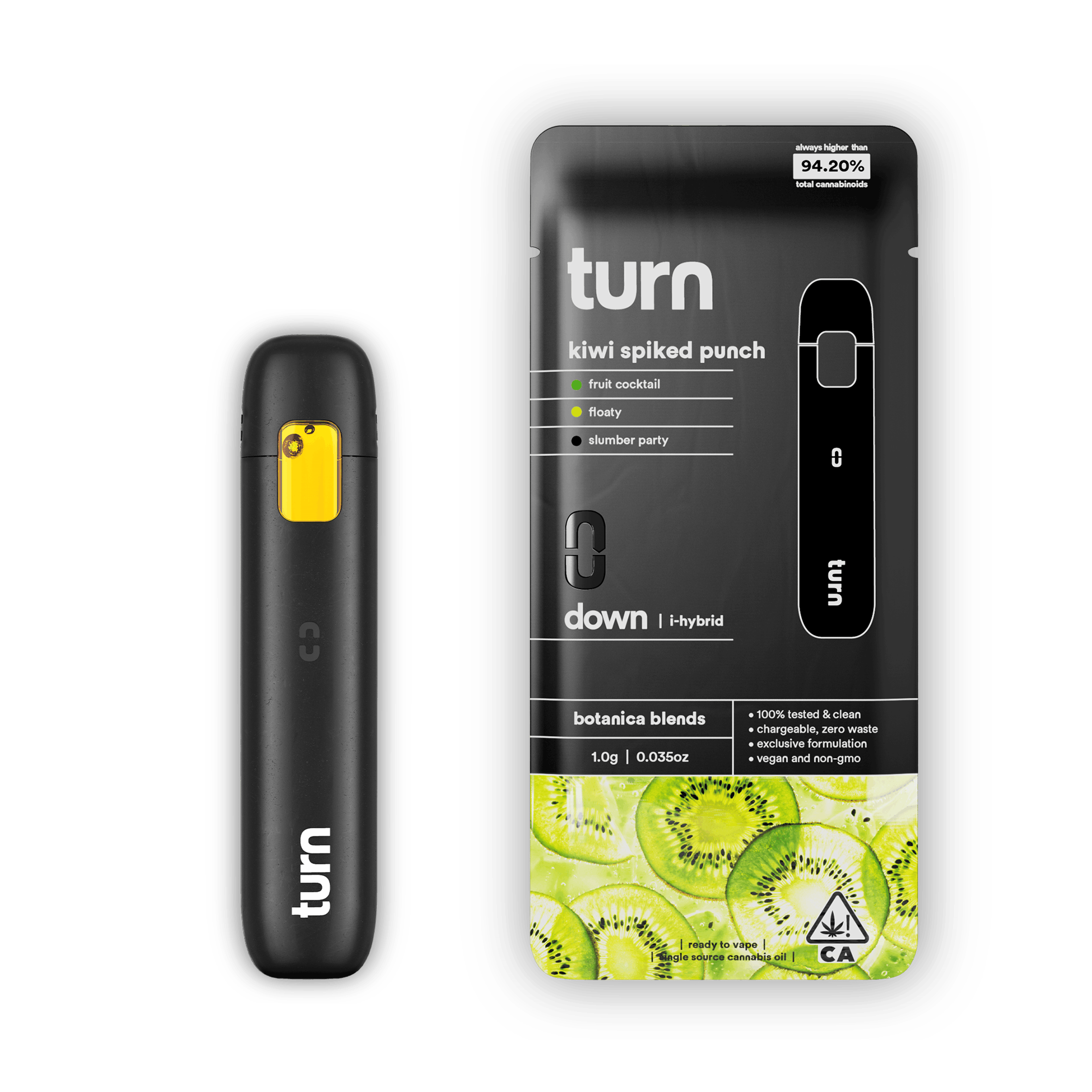 Turn Down Botanica Blends AIO | 1g - Kiwi Spiked Punch - Indica Hybrid - Turn - - $27 - All-In-Ones