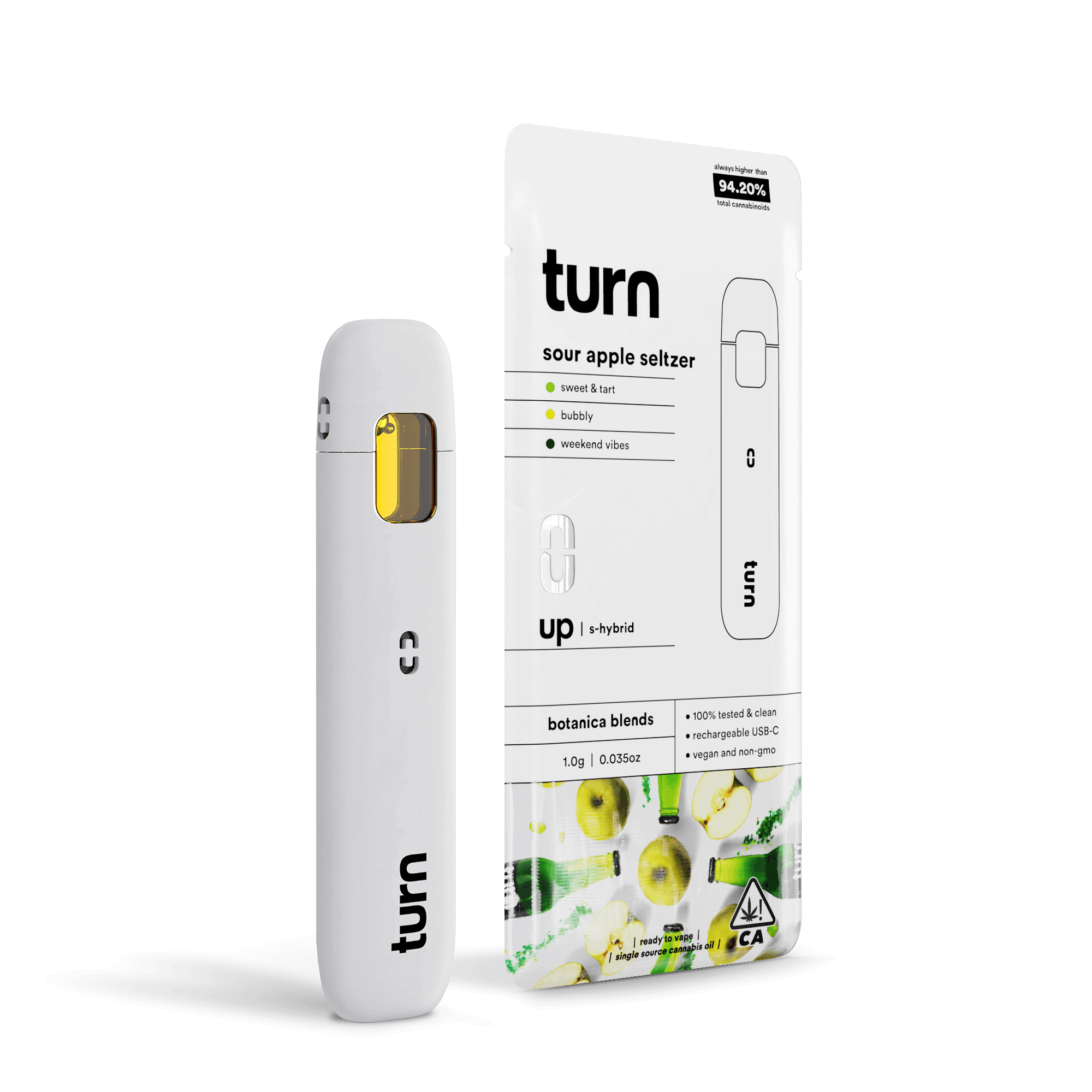 Turn Up Botanica Blends | 1g - Sour Apple Seltzer - AIO - Sativa Hybrid - Turn -  - $27 - All-In-Ones