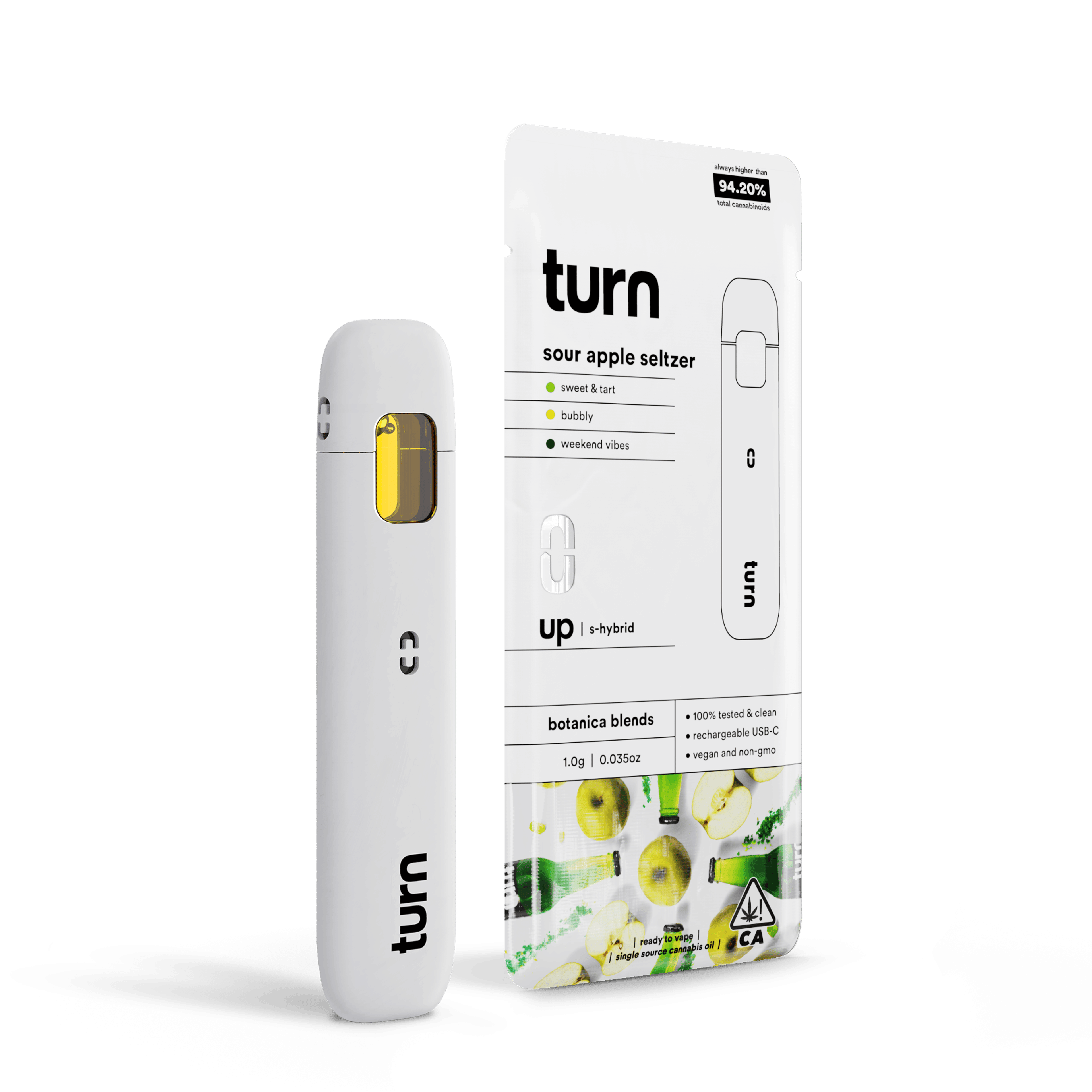 Turn Up Botanica Blends | 1g - Sour Apple Seltzer - AIO - Sativa Hybrid - Turn - - $27 - All-In-Ones