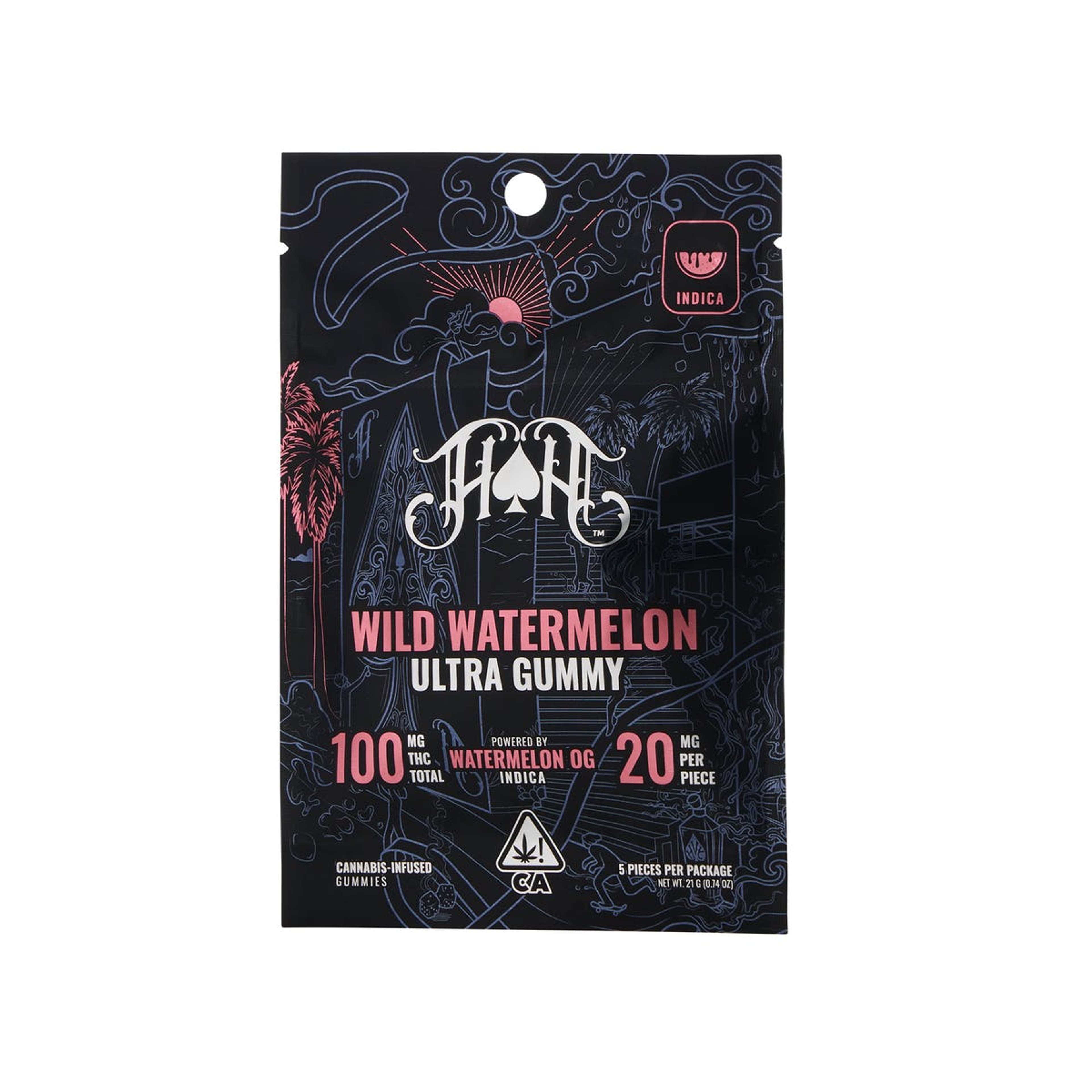 Wild Watermelon "Watermelon OG" THC Gummy Pack (20mg x 5) - 100mg - Heavy Hitters - - $17 - Edibles