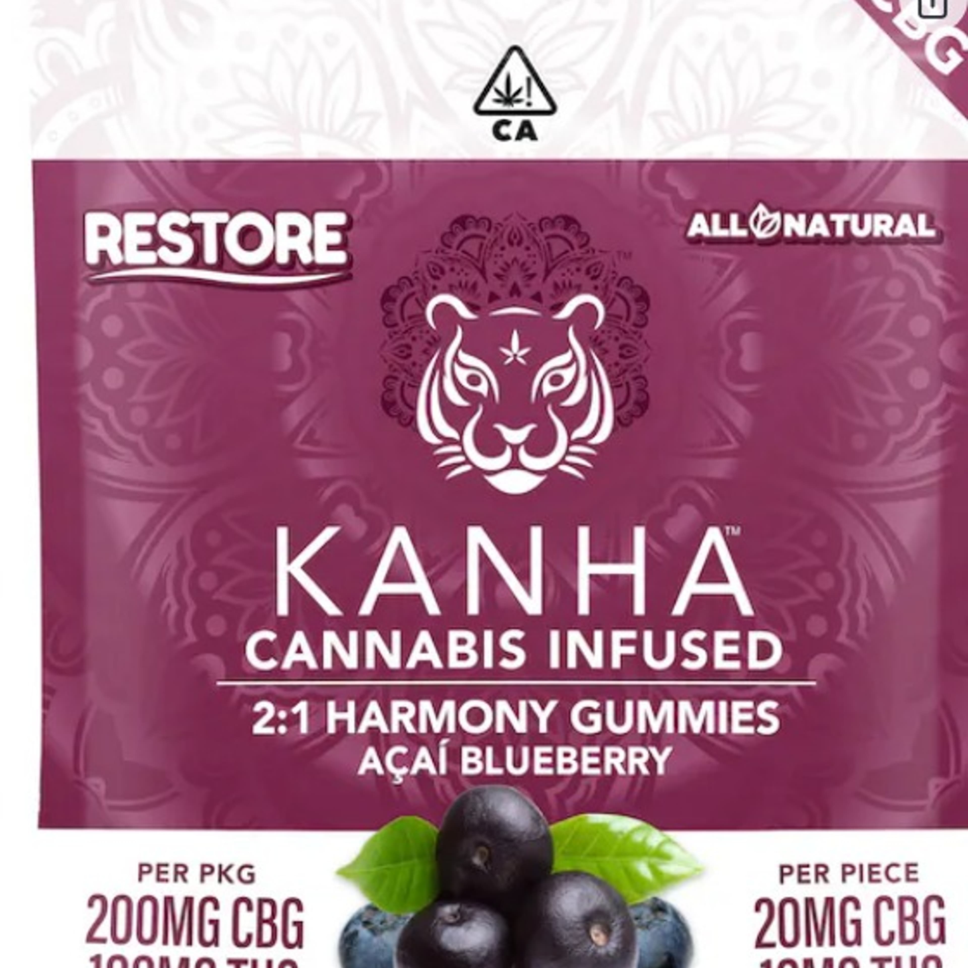 Nano: Acai Blueberry 2:1 CBD/THC 100MG Gummies - Kanha - - $16.50 - Edible