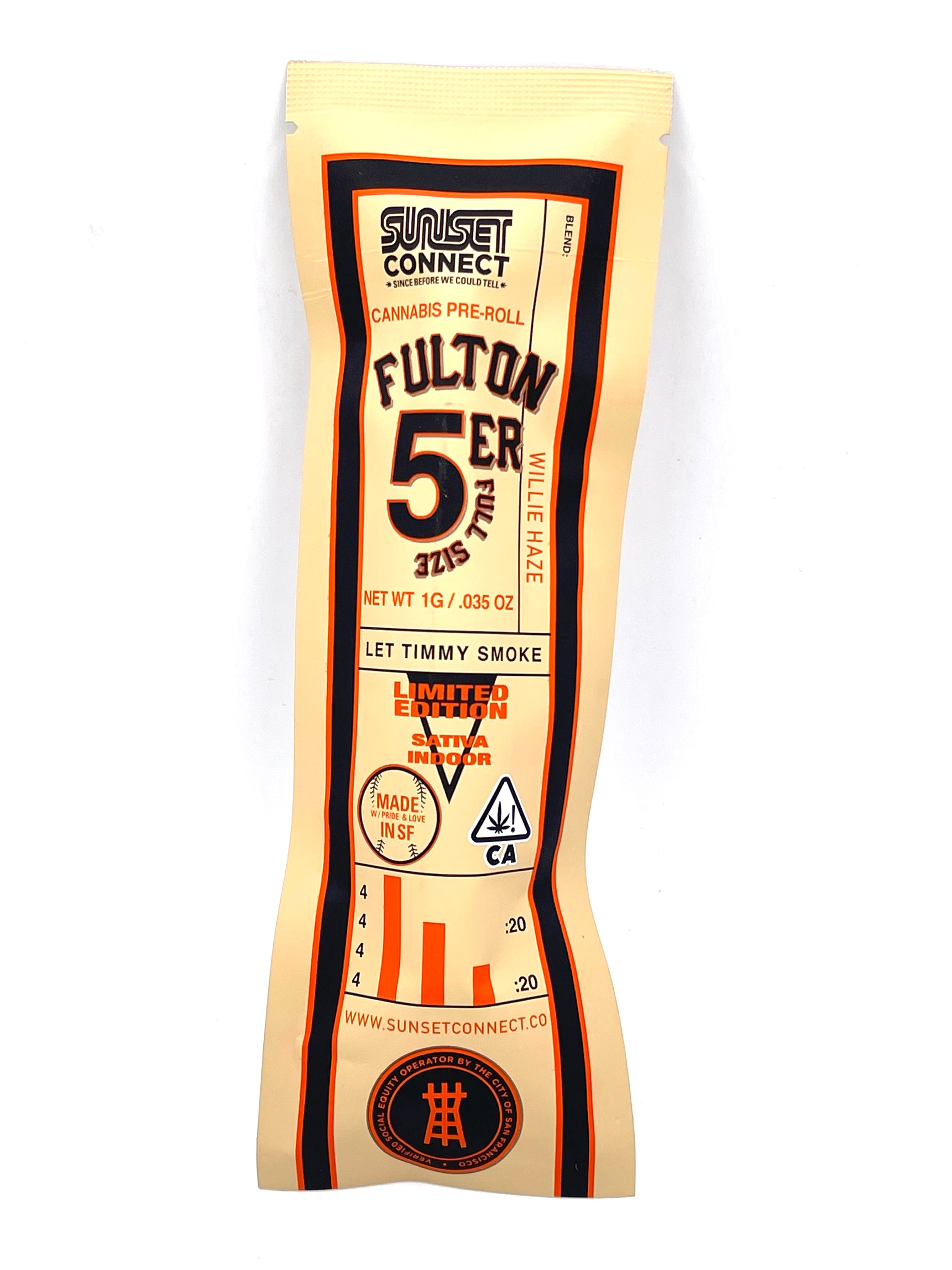 Willie Haze Pre-Roll - Sunset Connect - Gram - $6 - Pre-Rolls