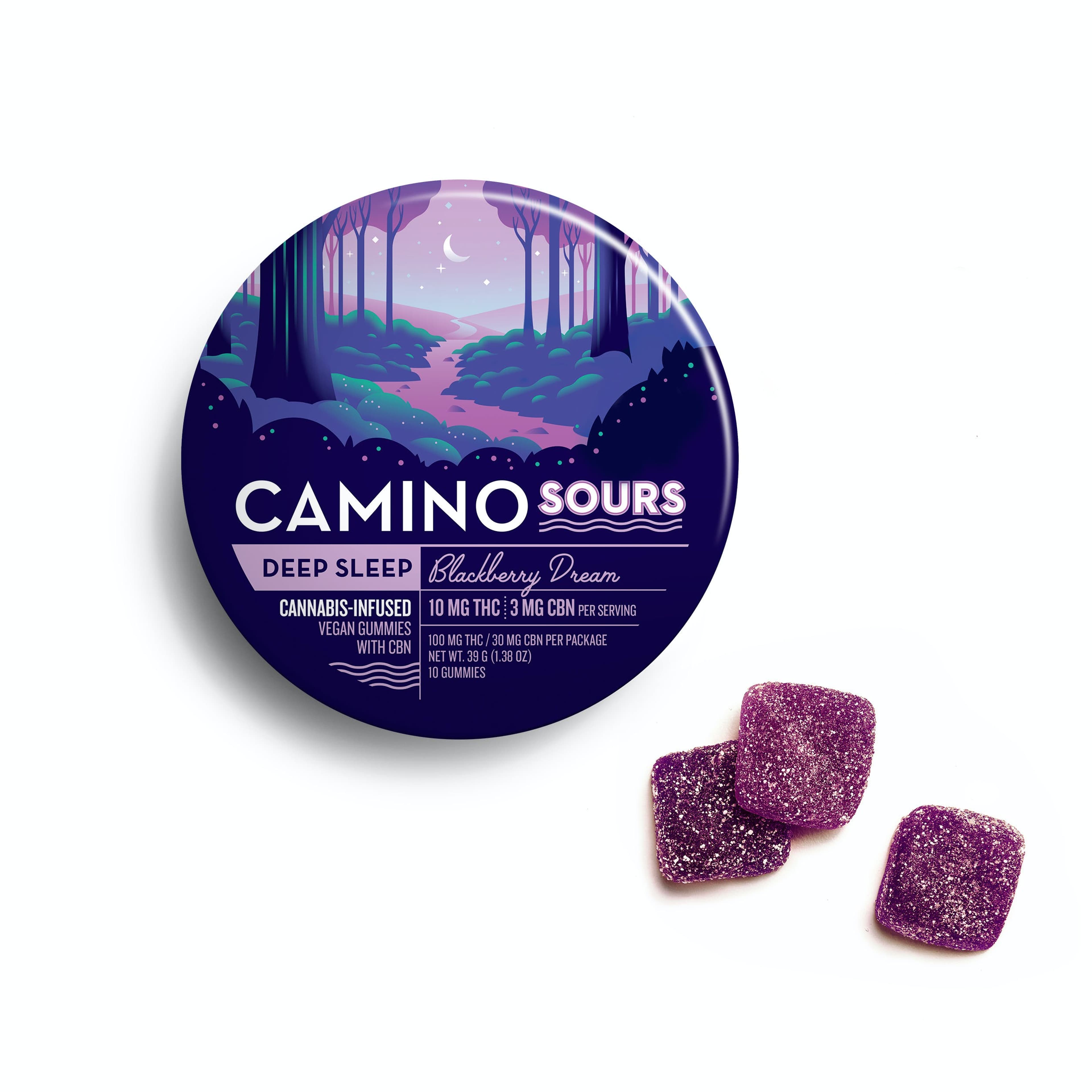 Camino Sours | Blackberry Dream CBN CBD 1:1:1 (100mg/10ct) - Camino by Kiva - - $20 - Edibles