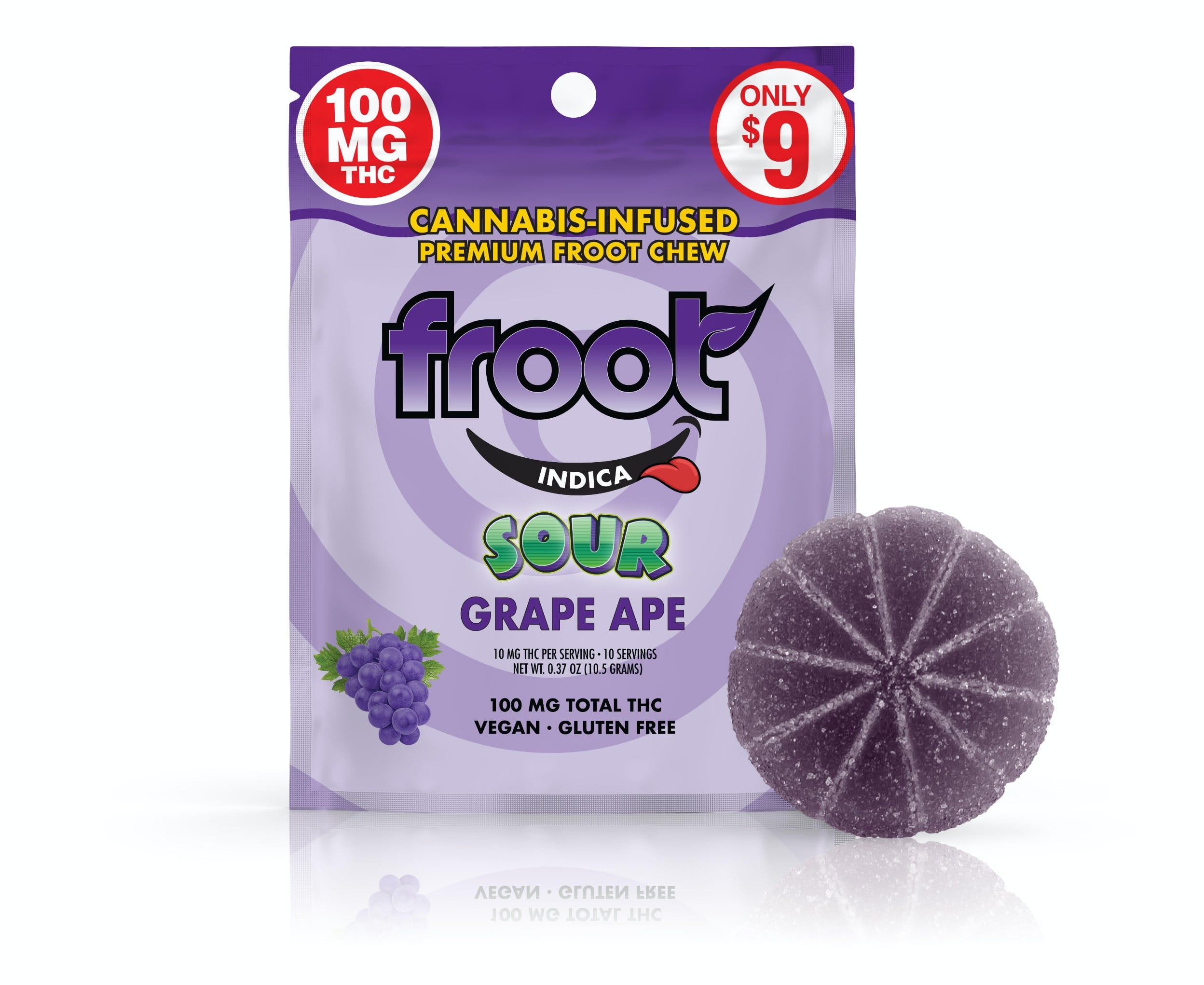Sour Grape Gummy (Single) 100mg - Froot -  - $8 - Edibles