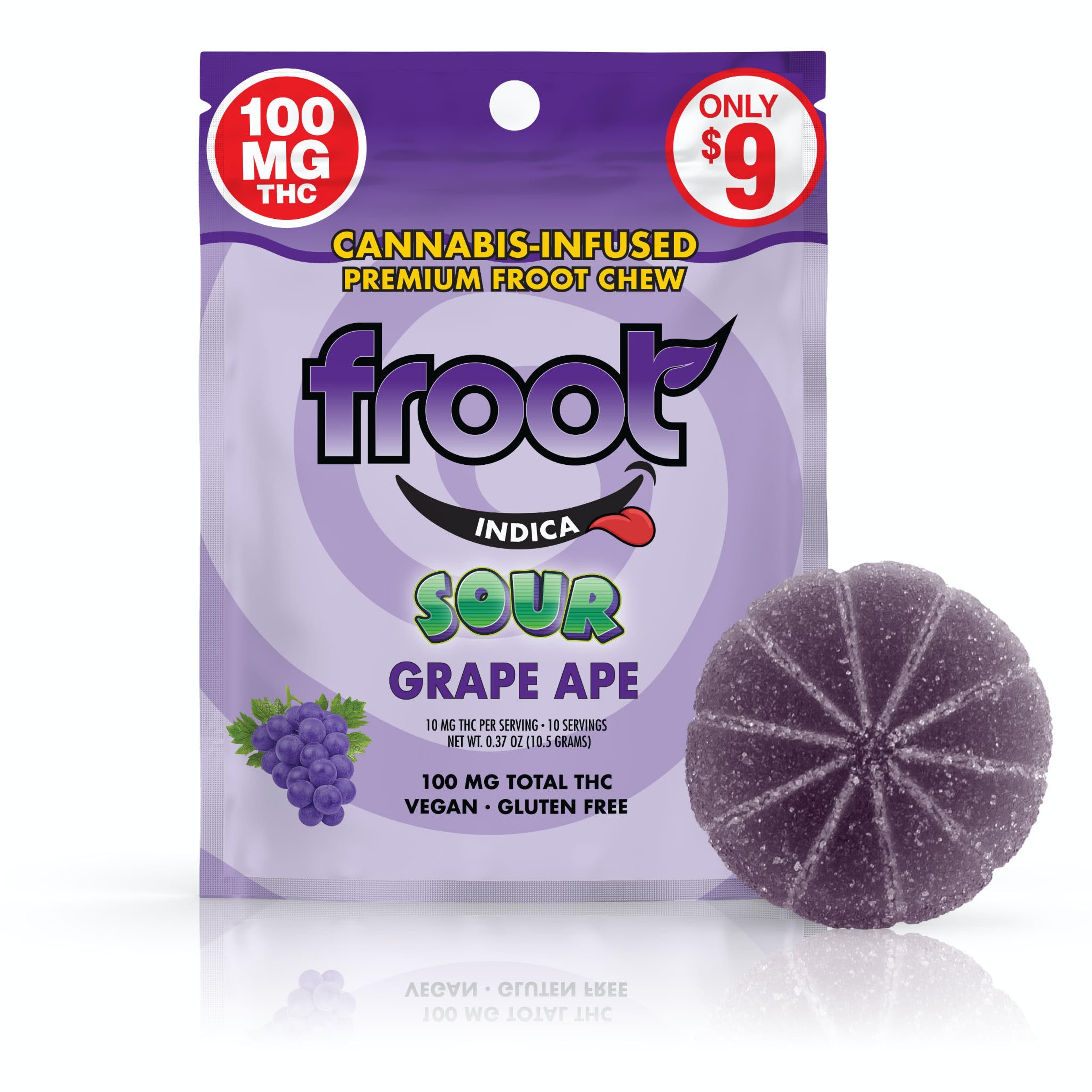 Sour Grape Gummy (Single) 100mg - Froot - - $8 - Edibles