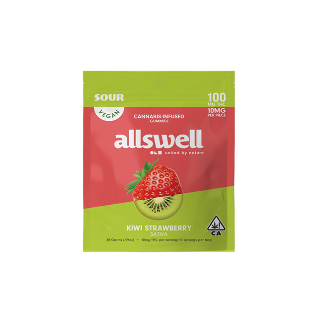 Allswell Gummies - Sour Kiwi Strawberry (100mg Sativa)