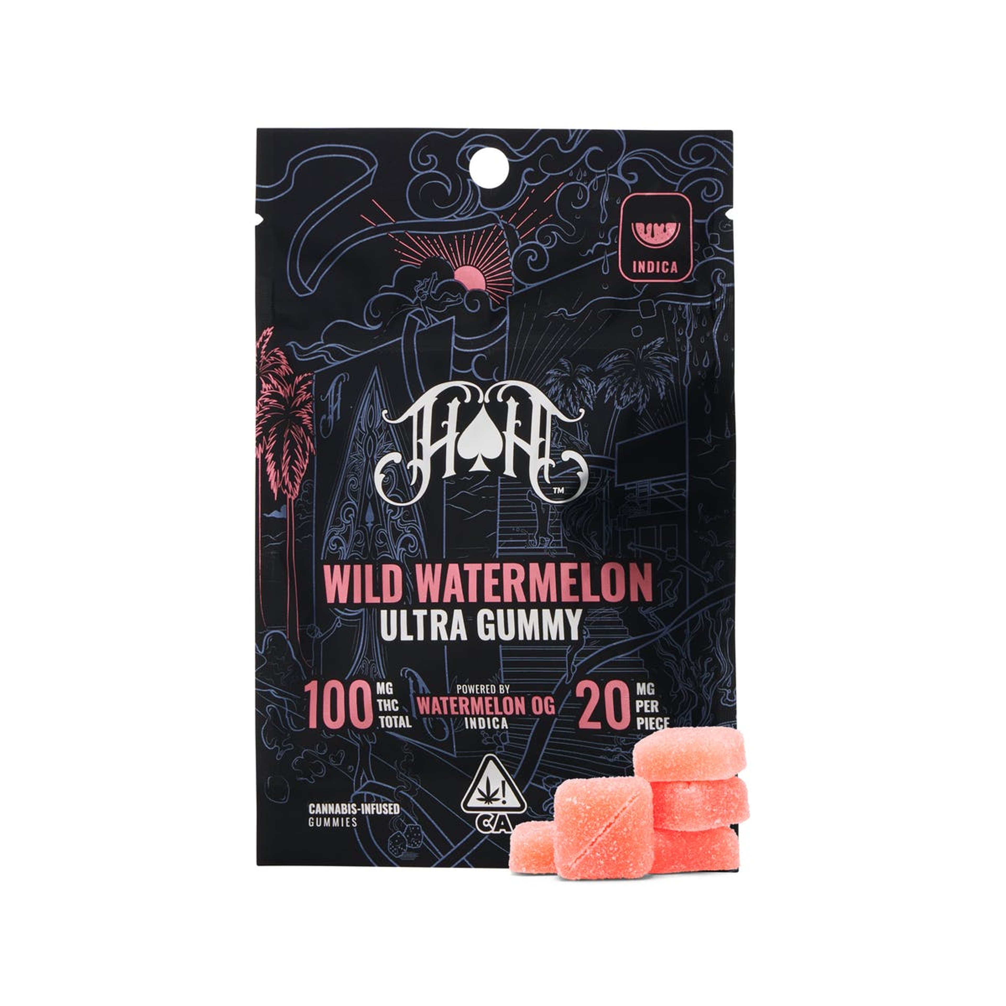 Wild Watermelon "Watermelon OG" THC Gummy Pack (20mg x 5) - 100mg - Heavy Hitters - - $17 - Edibles