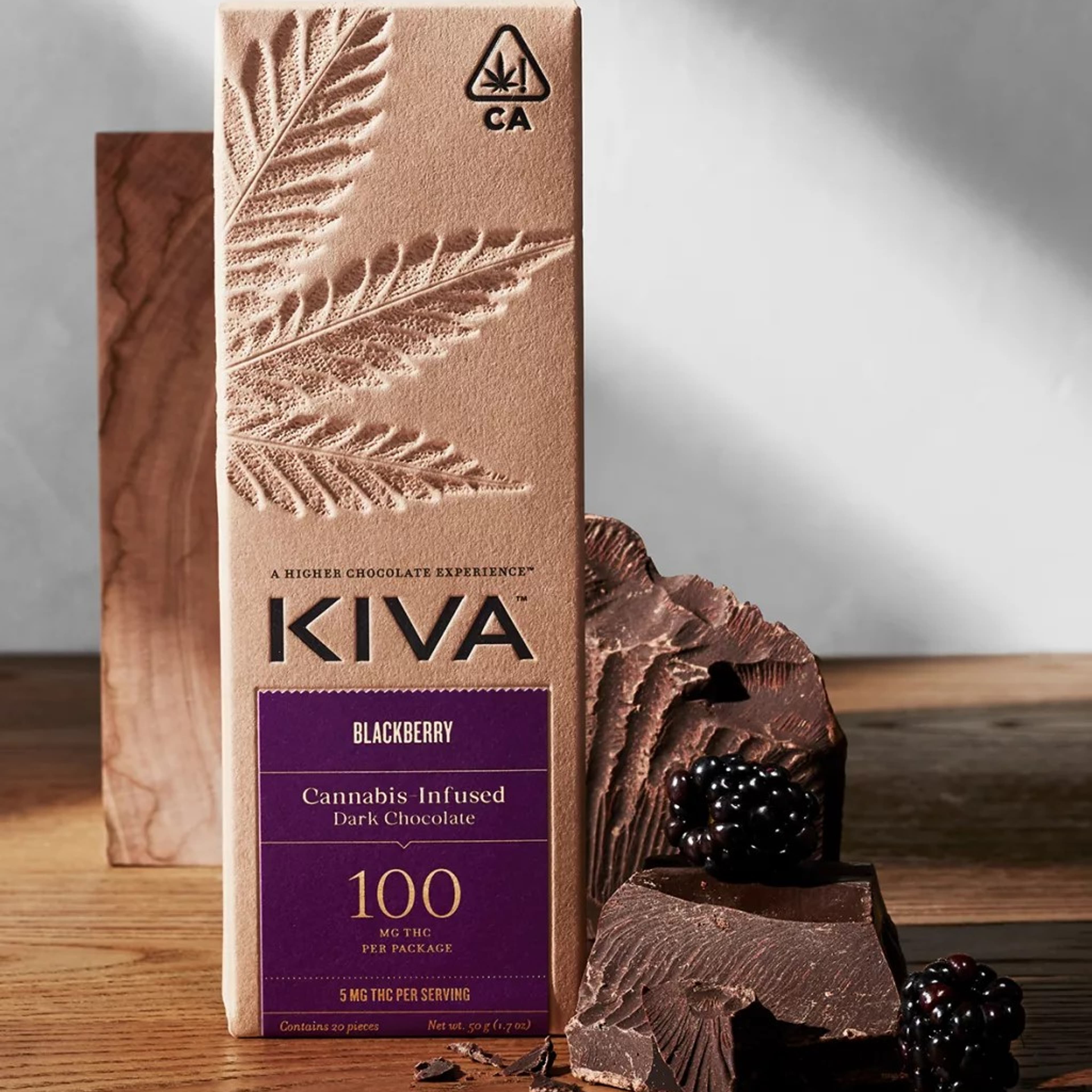 Blackberry Dark Chocolate Bar - Kiva - Dark Chocolate Blackberry (H) - $20 - Edibles