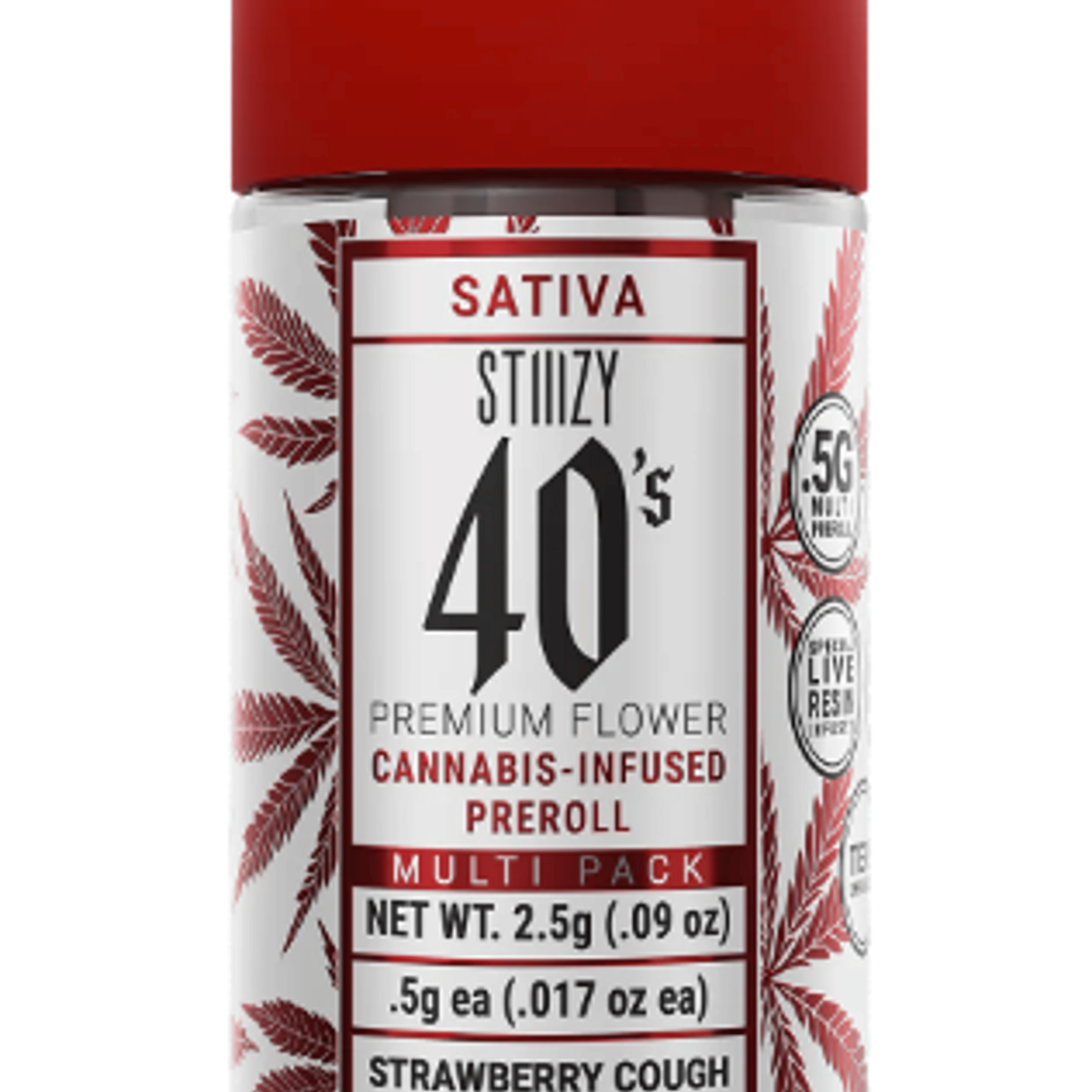 40's: Strawberry Cough 5PK Infused Prerolls - STIIIZY - - $21.60 - Pre-Rolls