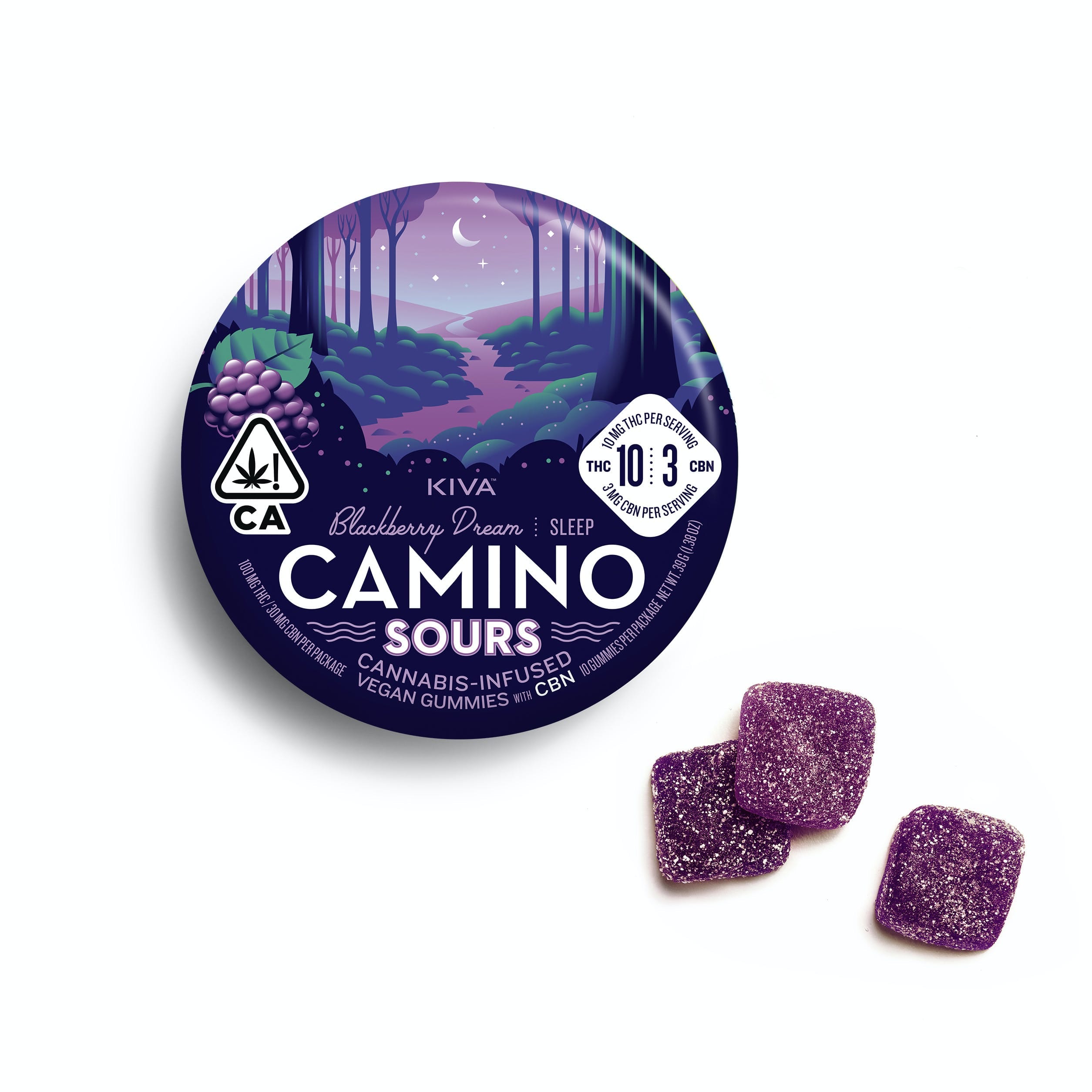 Camino Sours | Blackberry Dream CBN CBD 1:1:1 (100mg/10ct) - Camino by Kiva -  - $20 - Edibles
