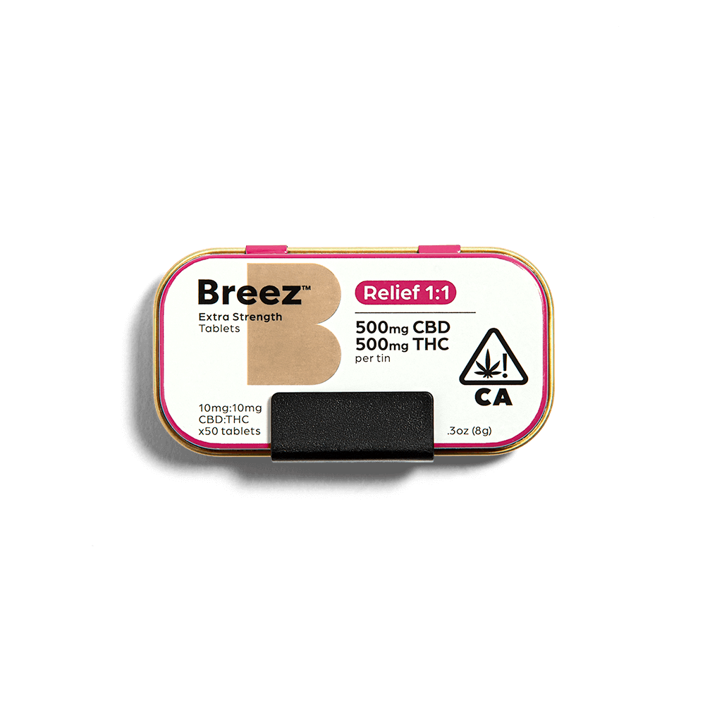 Breez Relief Tablet Tin | 1:1 THC:CBD - Breez - Relief 1:1 Breez Tablets - $55 - Edibles