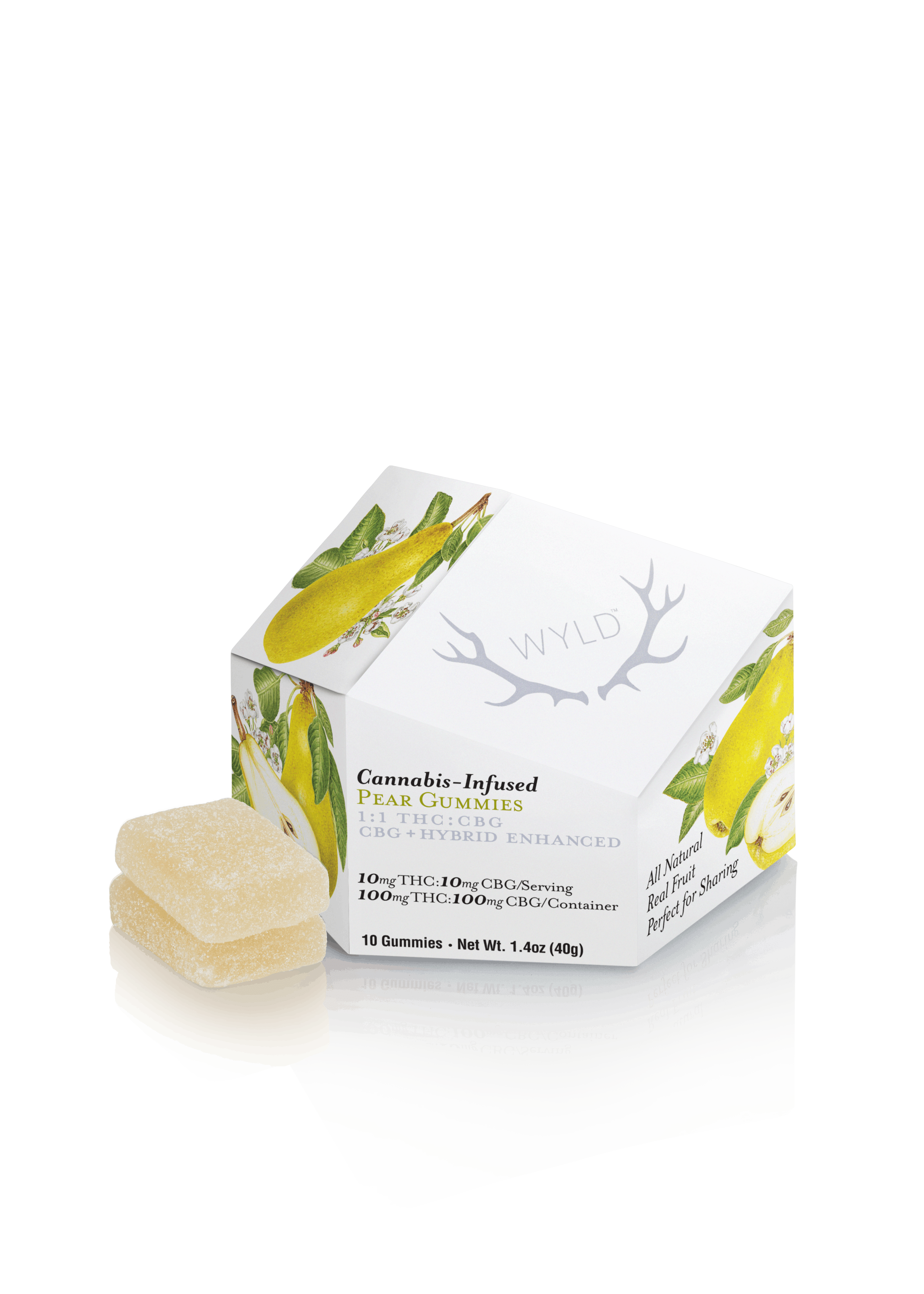 WYLD: Pear 1:1 CBG + Hybrid Enhanced Gummies - 100mg - WYLD -  - $20 - Edibles