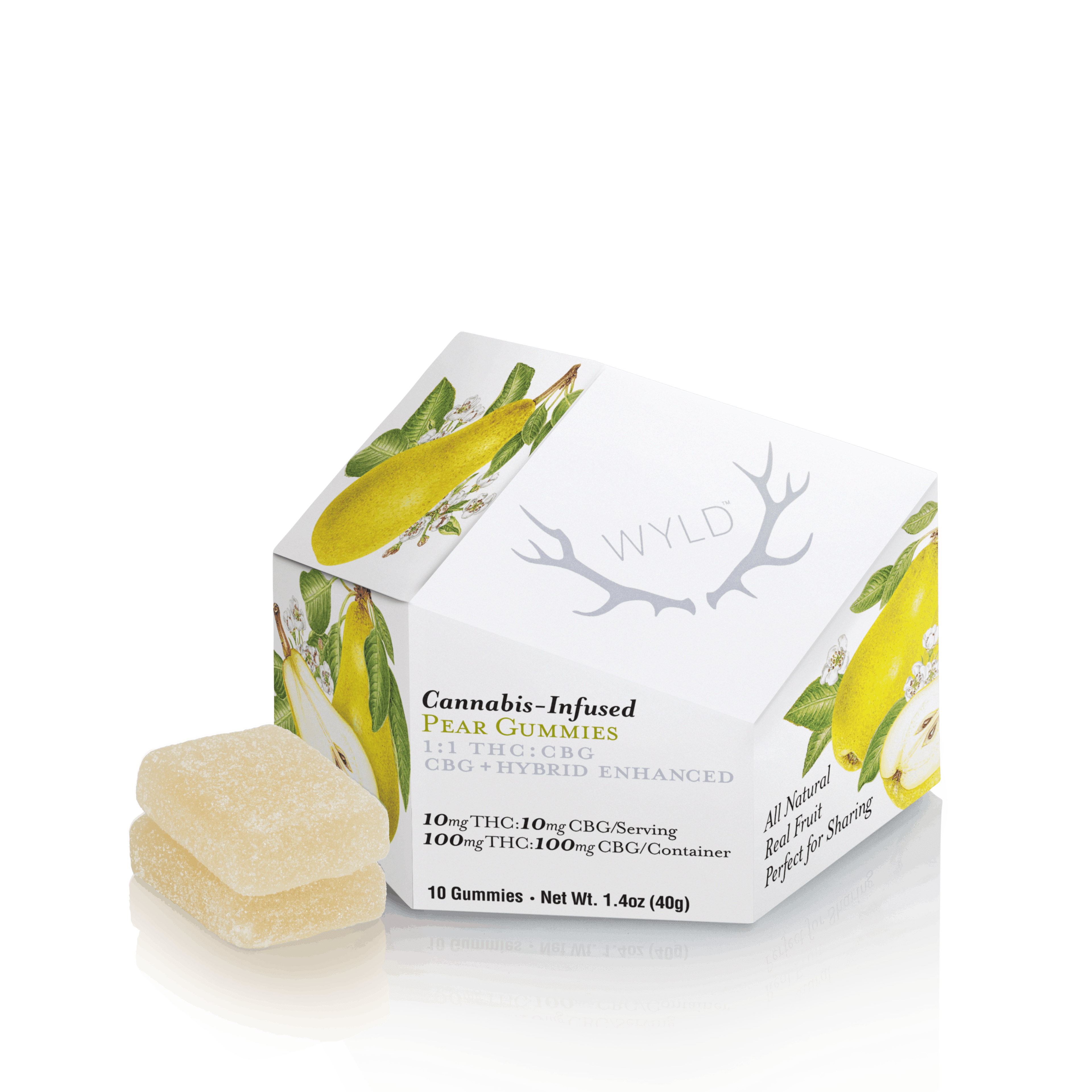 WYLD: Pear 1:1 CBG + Hybrid Enhanced Gummies - 100mg - WYLD - - $20 - Edibles