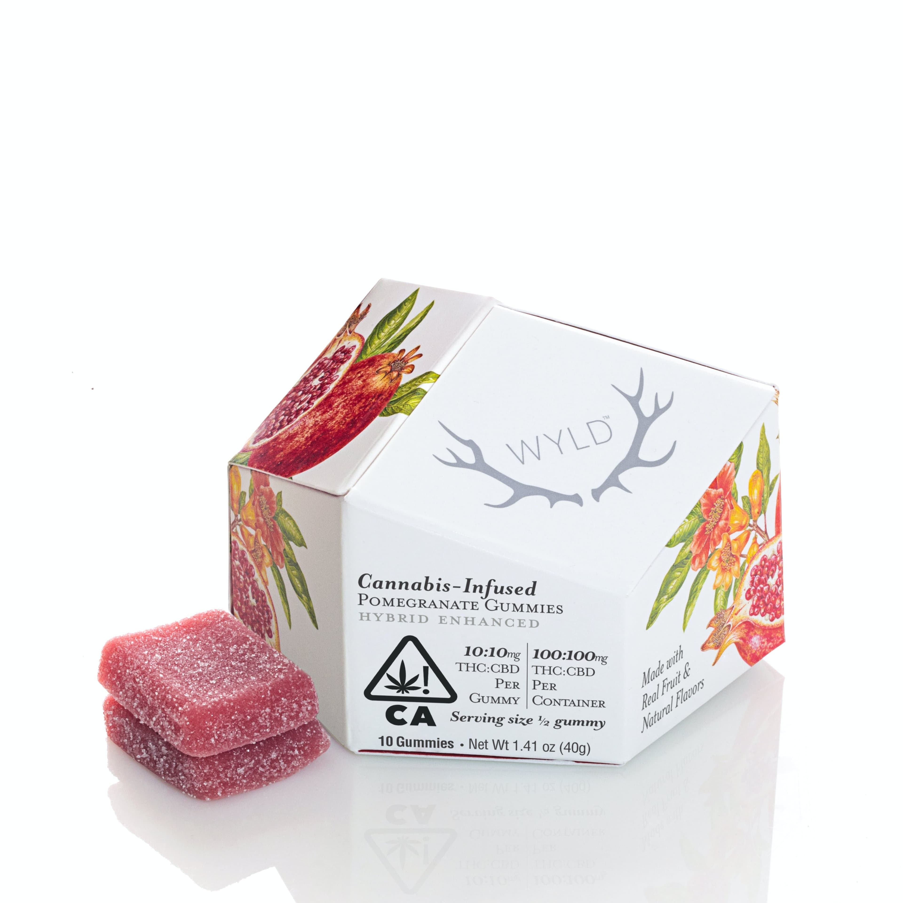 WYLD: Pomegranate 1:1 CBD + Hybrid Enhanced Gummies 100:100mg - WYLD - - $20 - Edibles