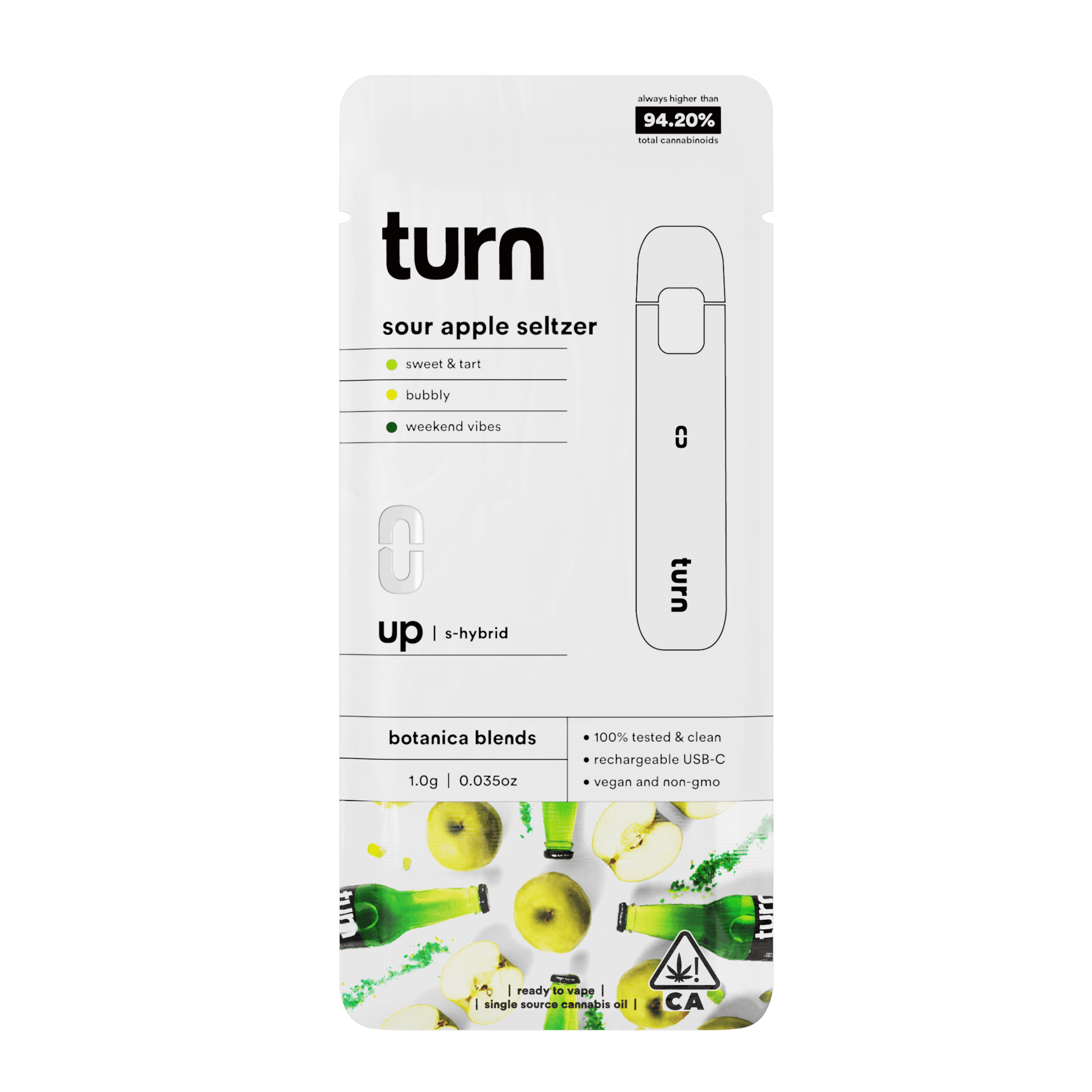 Turn Up Botanica Blends | 1g - Sour Apple Seltzer - AIO - Sativa Hybrid - Turn - - $27 - All-In-Ones