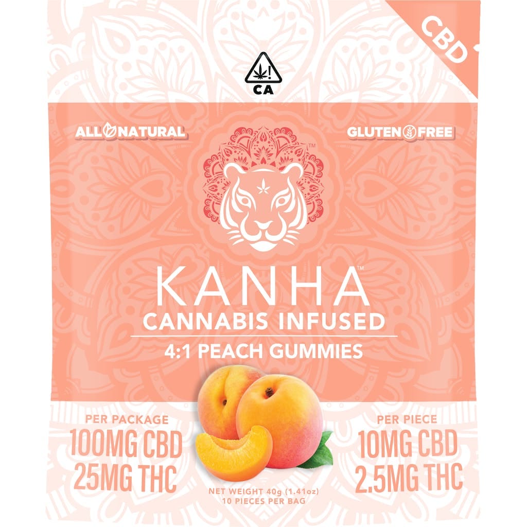 Peach 4:1 - 125mg - Kanha - Peach 4:1 - $19 - Gummies