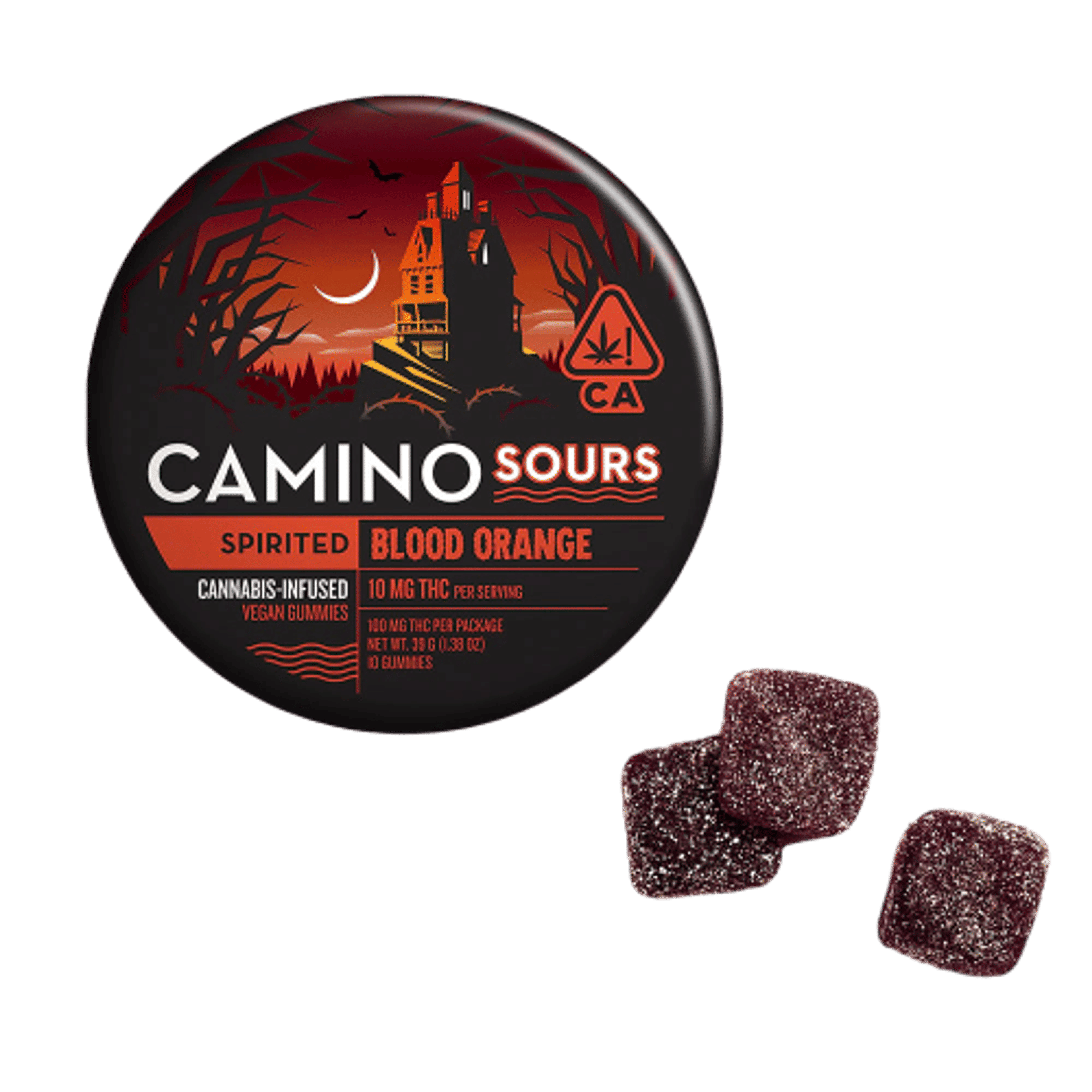 Camino Sours Blood Orange "Spirited" Gummies - Kiva Confections - 10 Gummies - $19.99 - Edibles