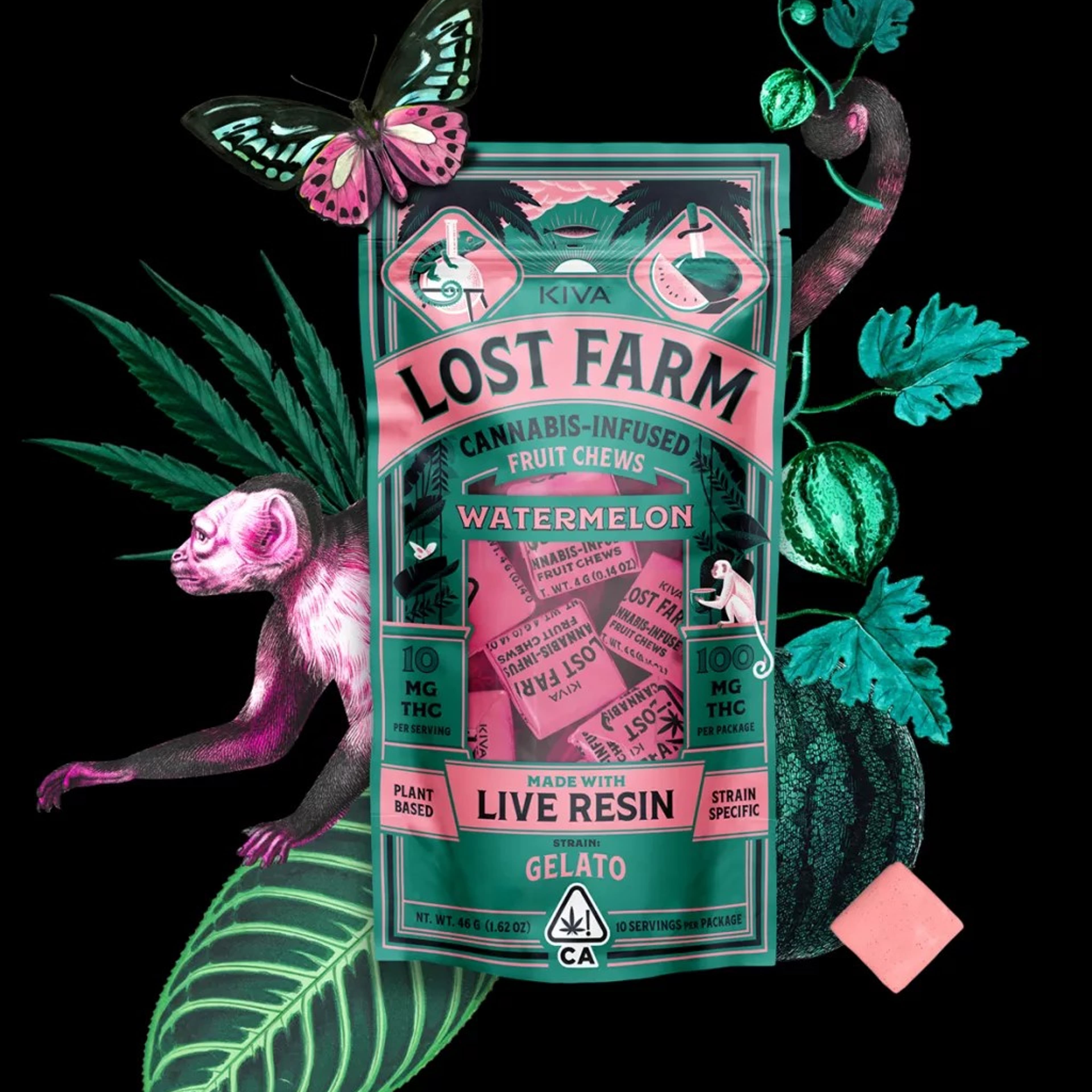 Watermelon x Gelato - Lost Farm Chews - Kiva - Watermelon X Gelato (H) - $19 - Edibles