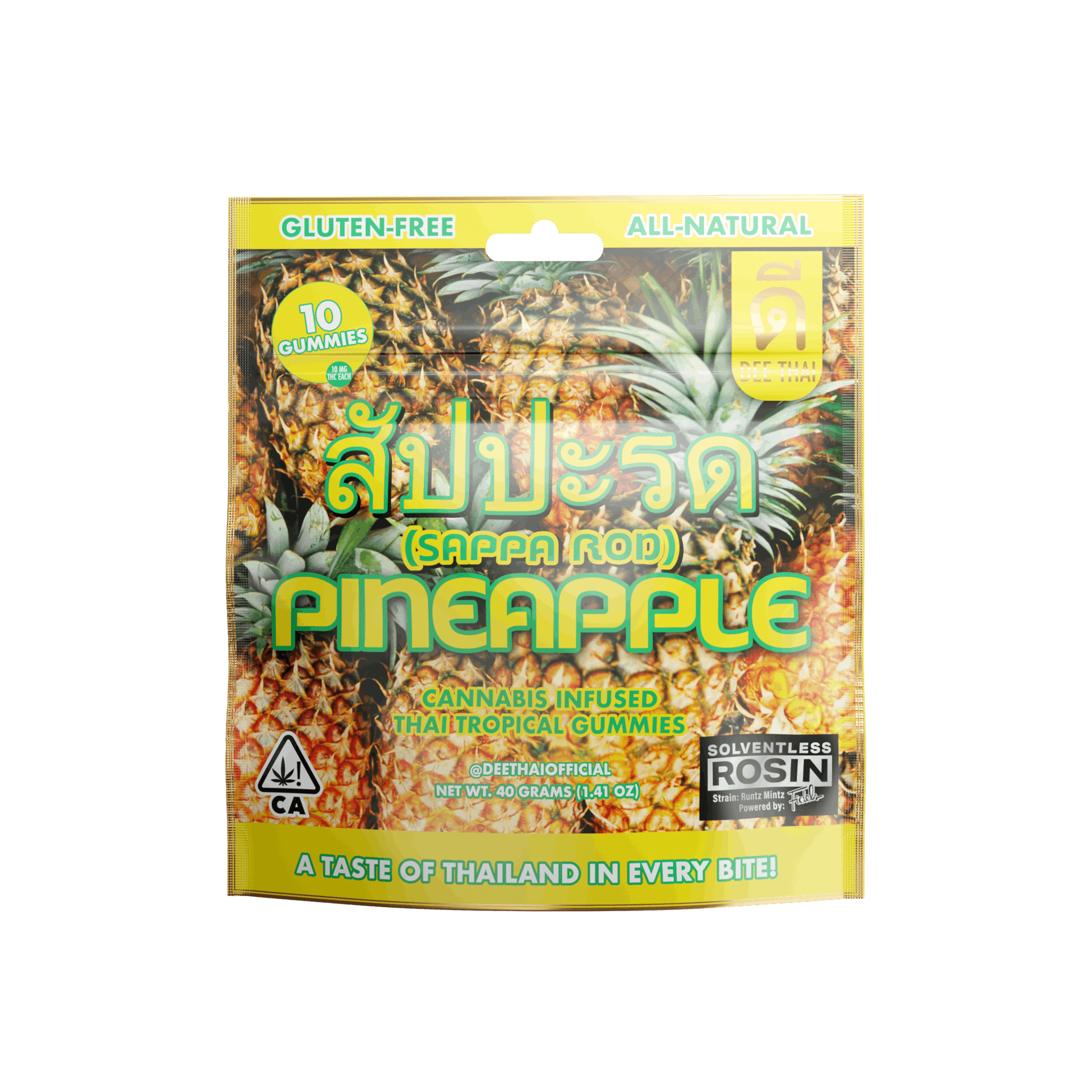 Pineapple - Solventless Rosin - Gummies - Dee Thai - 10 Gummies - $11.99 - Edibles