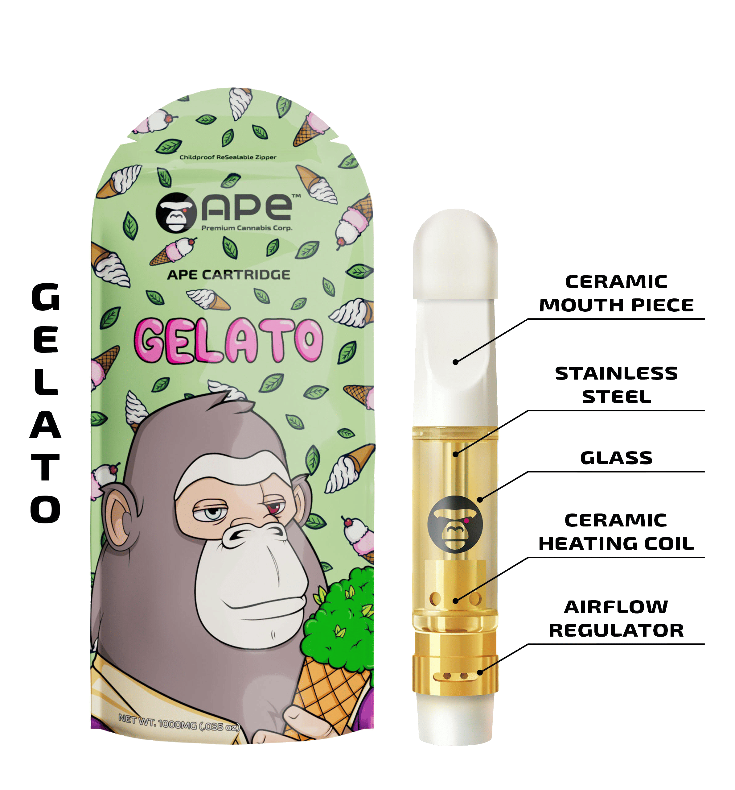 Gelato - Cart - APE Premium Cannabis Corp - 1g - $24.99 - Vape Cartridges (Universal 510 Battery Required)