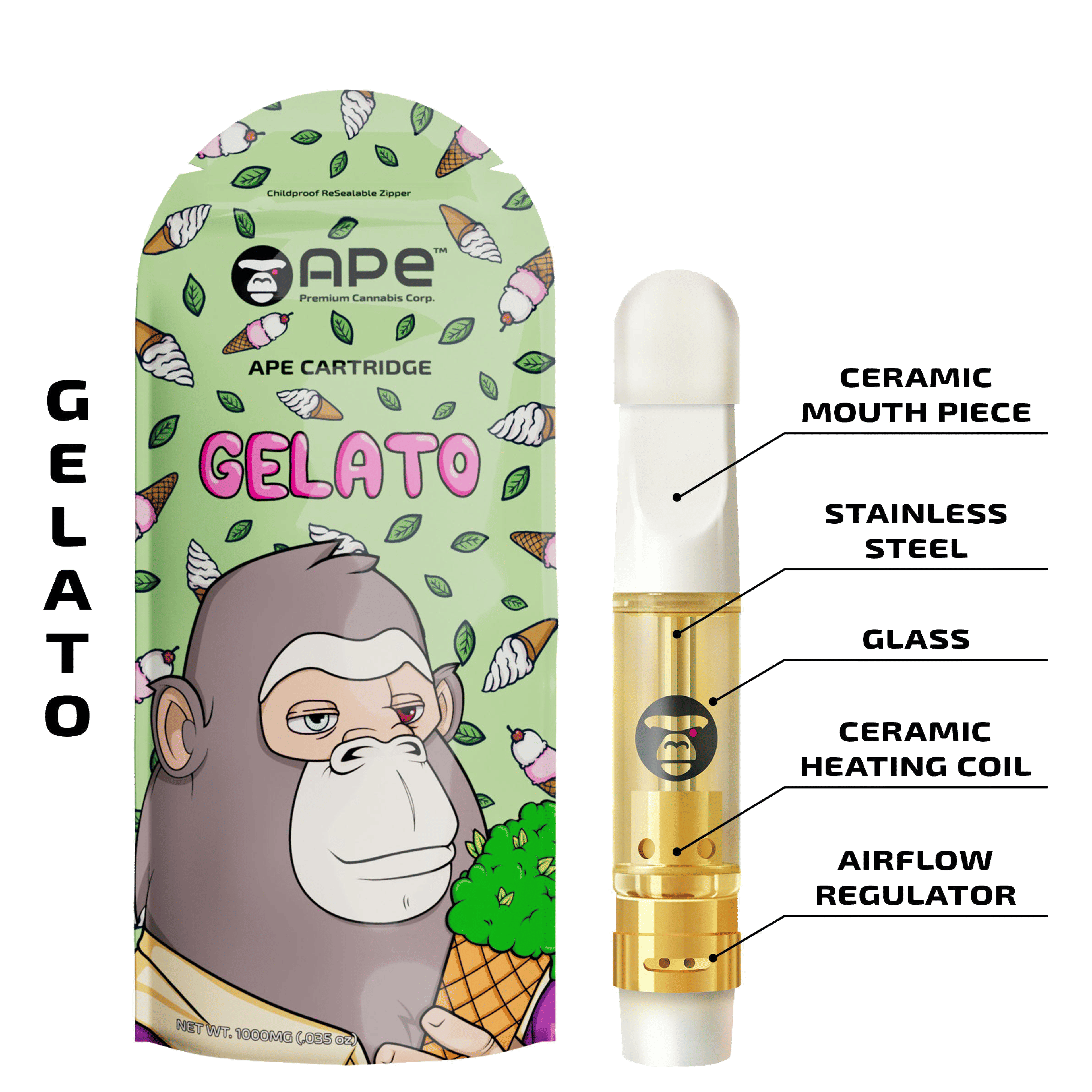 Gelato - Cart - APE Premium Cannabis Corp - 1g - $24.99 - Vape Cartridges (Universal 510 Battery Required)
