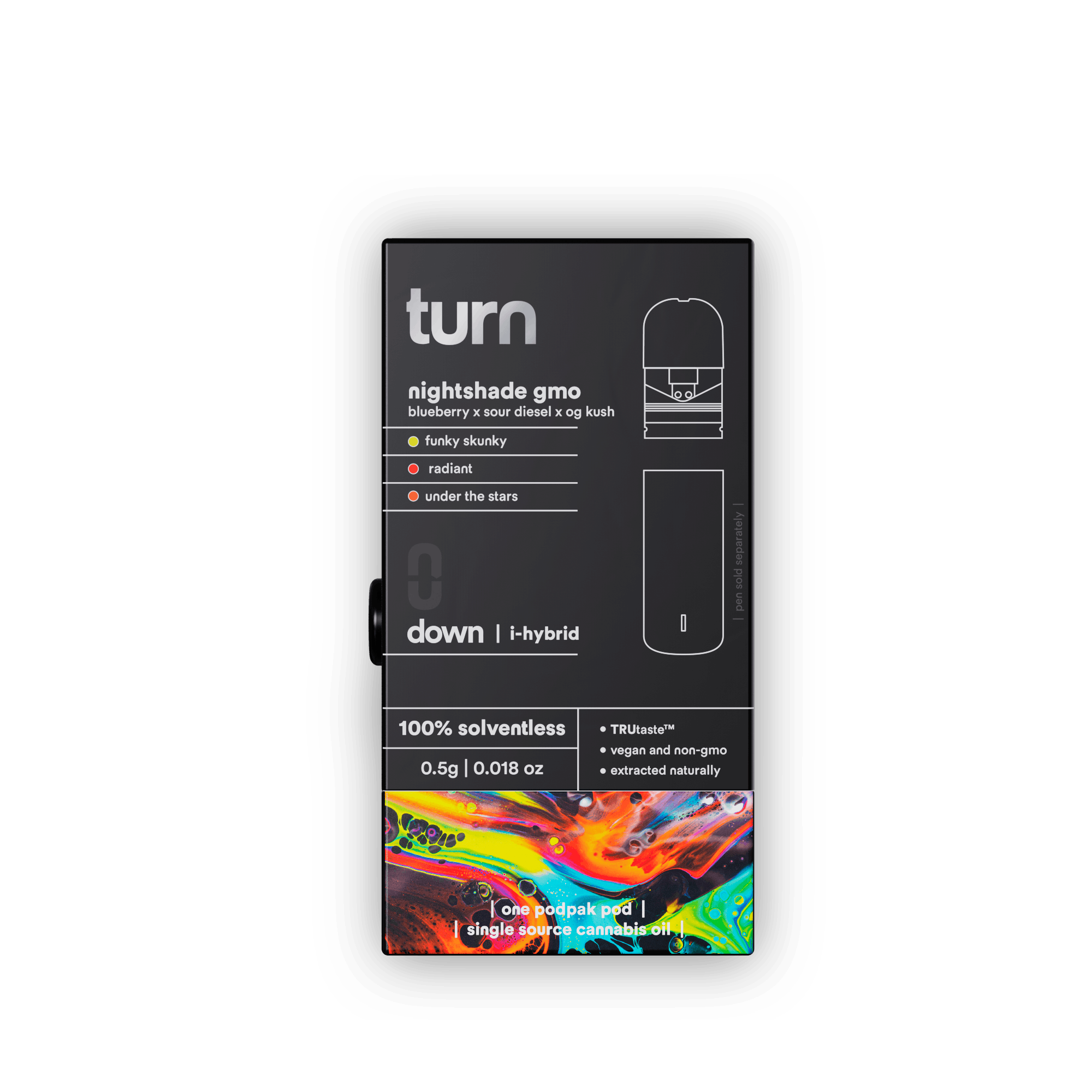 Turn Down Solventless POD | .5g - Nightshade GMO - Live Rosin - Indica Hybrid - Turn -  - $36 - Vape Carts