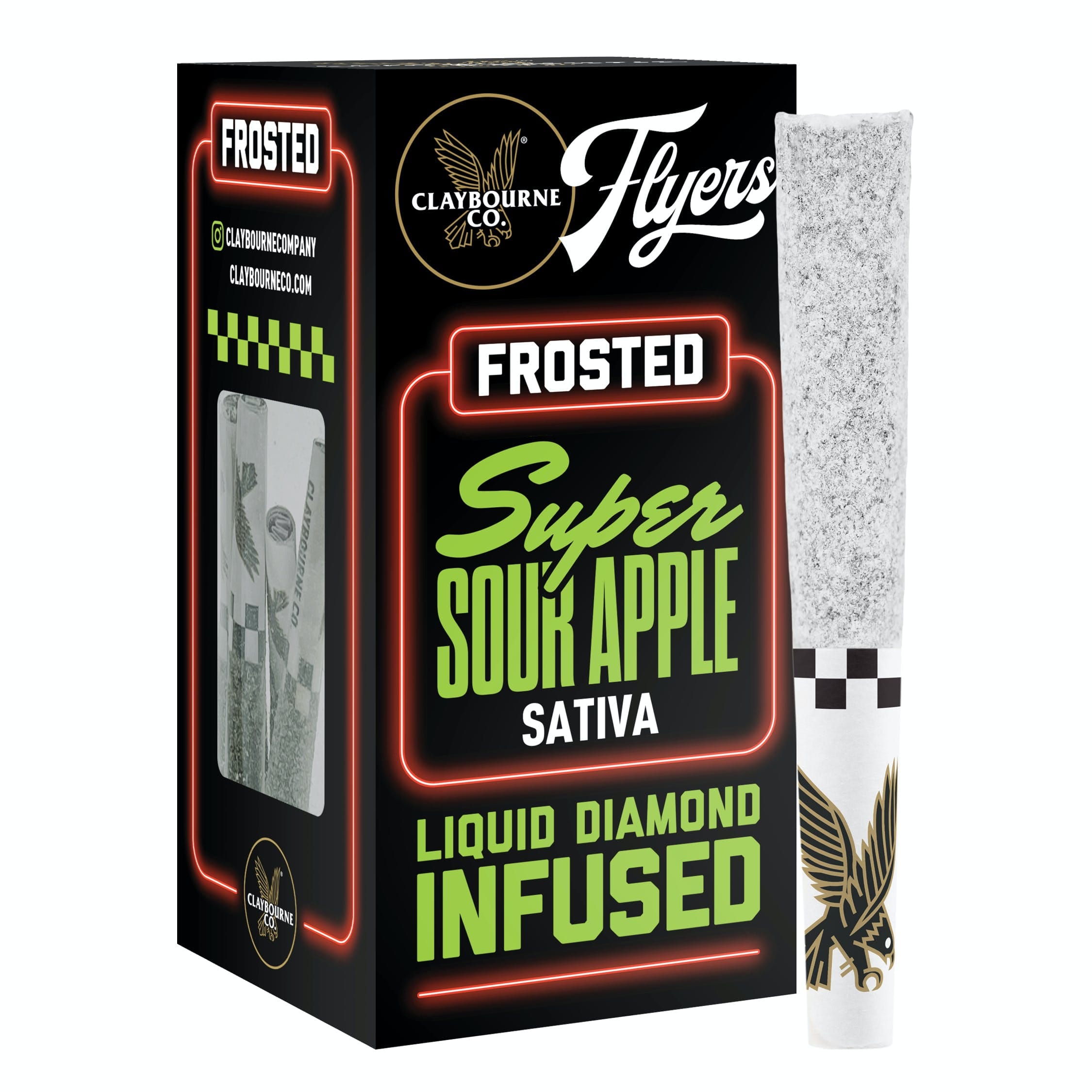 5pk Frosted Flyers: Super Sour Apple (H) | Liquid Diamond Infused Pre-Rolls - 2.5g - Claybourne Co. - Claybourne Co. -  - $38 - Infused Pre-Rolls