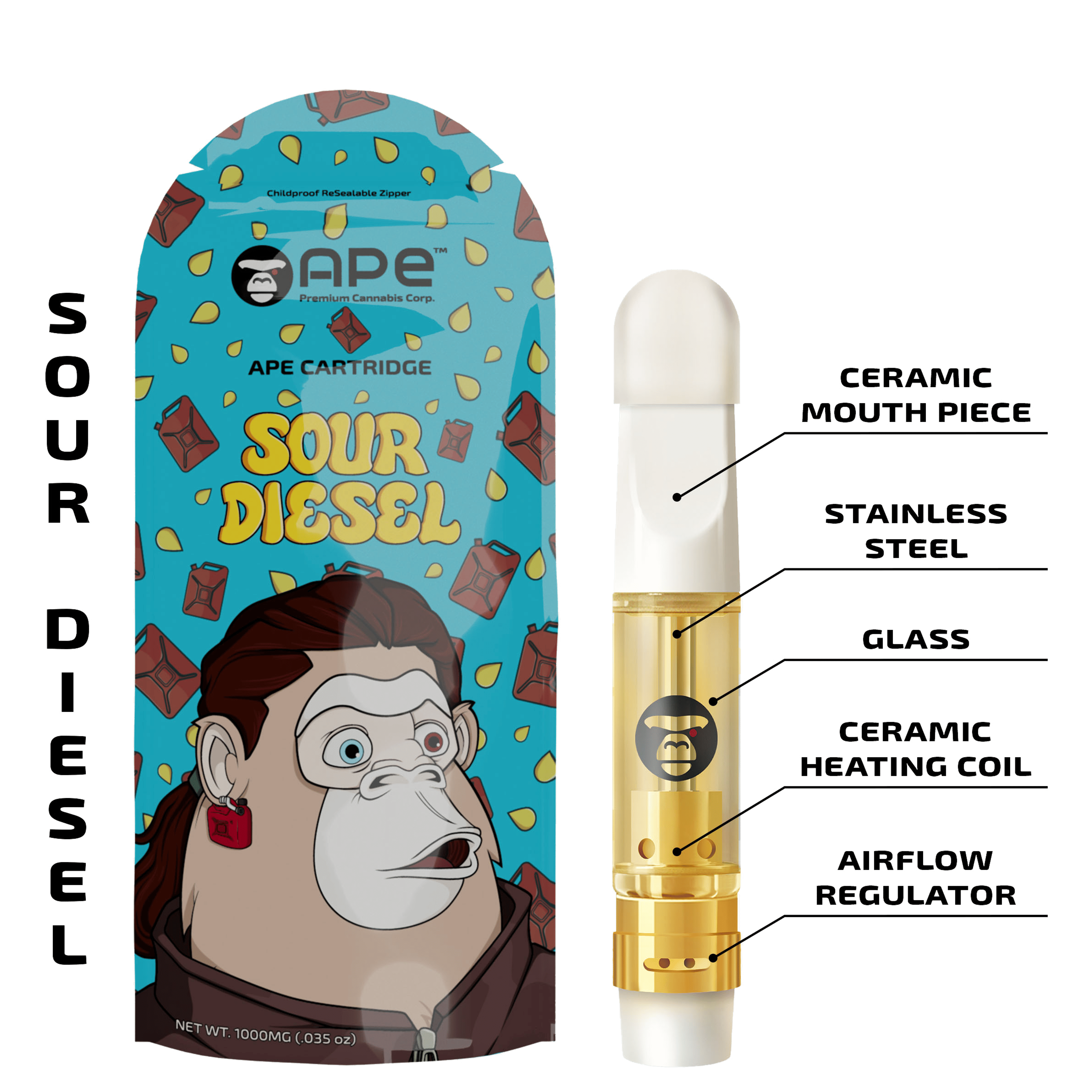 Sour Diesel - Cart - APE Premium Cannabis Corp - 1g - $24.99 - Vape Cartridges (Universal 510 Battery Required)