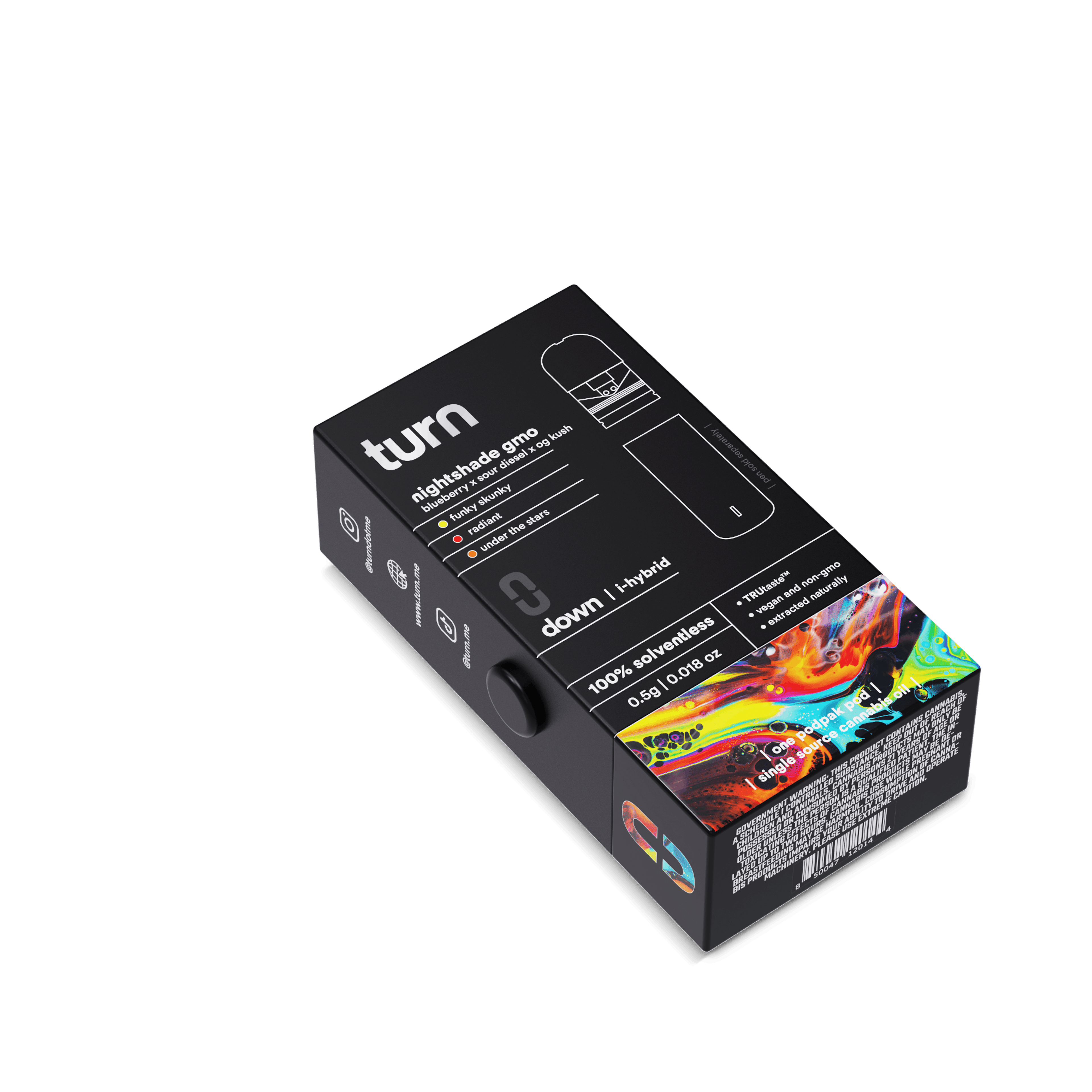 Turn Down Solventless POD | .5g - Nightshade GMO - Live Rosin - Indica Hybrid - Turn - - $36 - Vape Carts