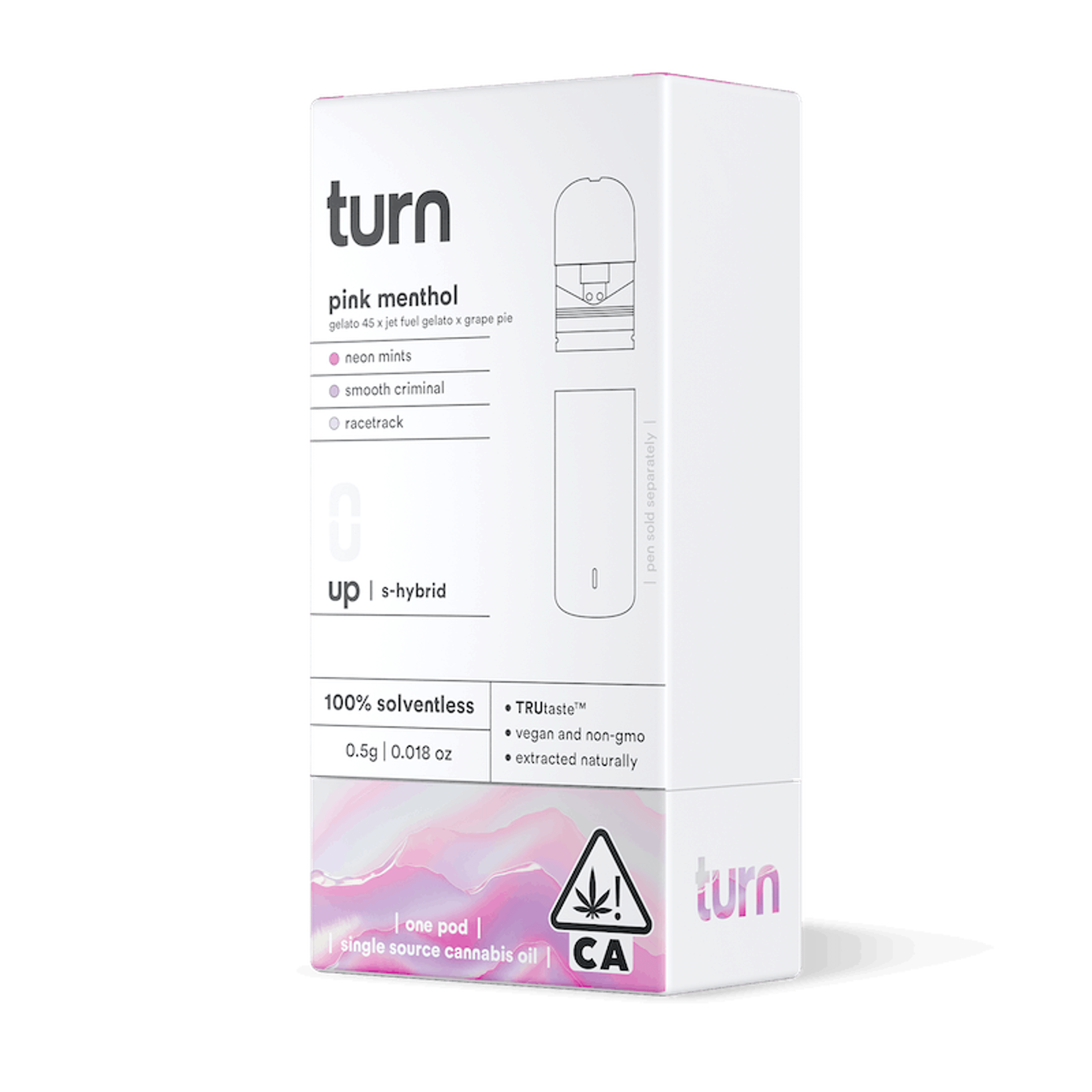 Turn Up Solventless POD | .5g - Pink Menthol - Live Rosin - Sativa Hybrid - Turn - - $36 - Vape Carts