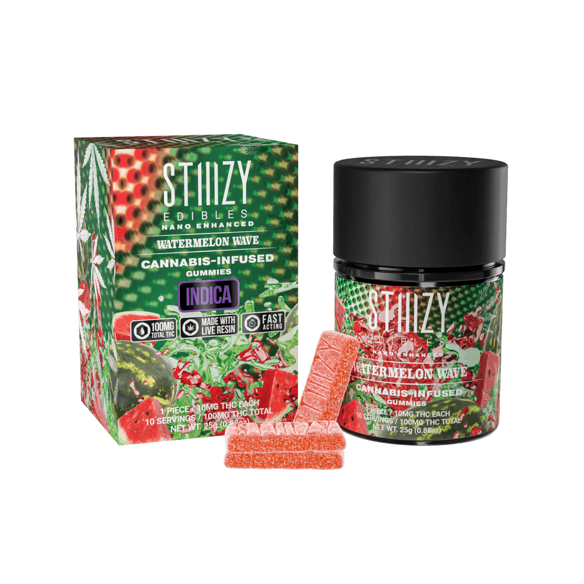 STIIIZY - Watermelon Wave Live Resin NANO Gummies - Stiiizy - STIIIZY - Watermelon Wave Live Resin NANO Gummies - $20 - Edible