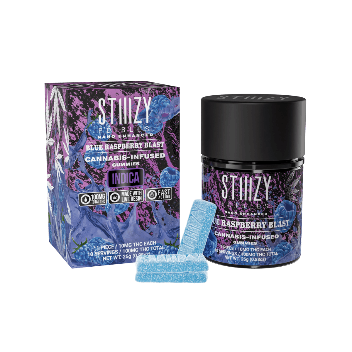 STIIIZY - Blue Raspberry Live Resin NANO Gummies - Stiiizy - STIIIZY - Blue Raspberry Live Resin NANO Gummies - $20 - Edible