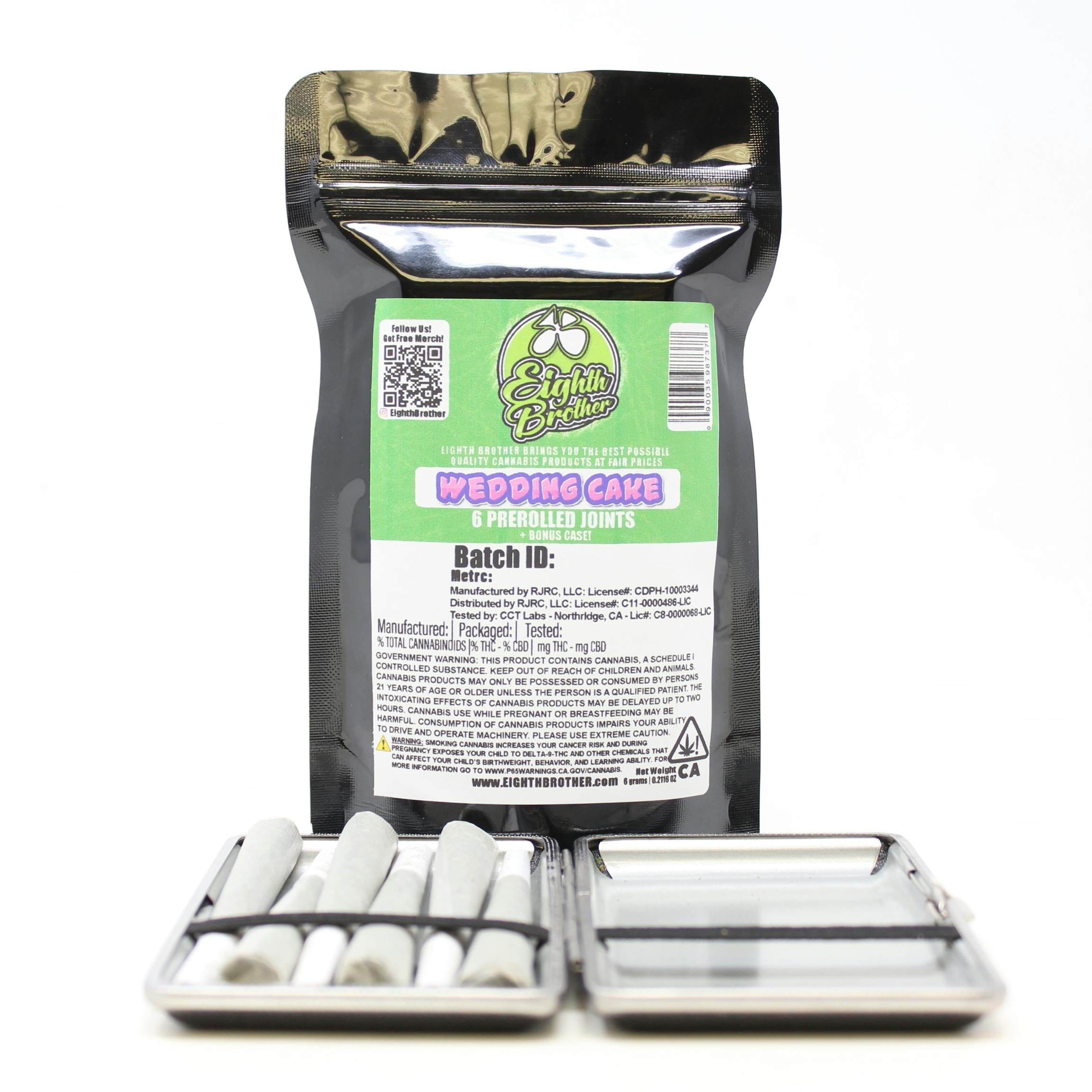 EIGHTH BROTHER - Wedding Cake (H) - 6 pack x 1g Prerolls - Eighth Brother - 6pk PR - $20 - Prerolls