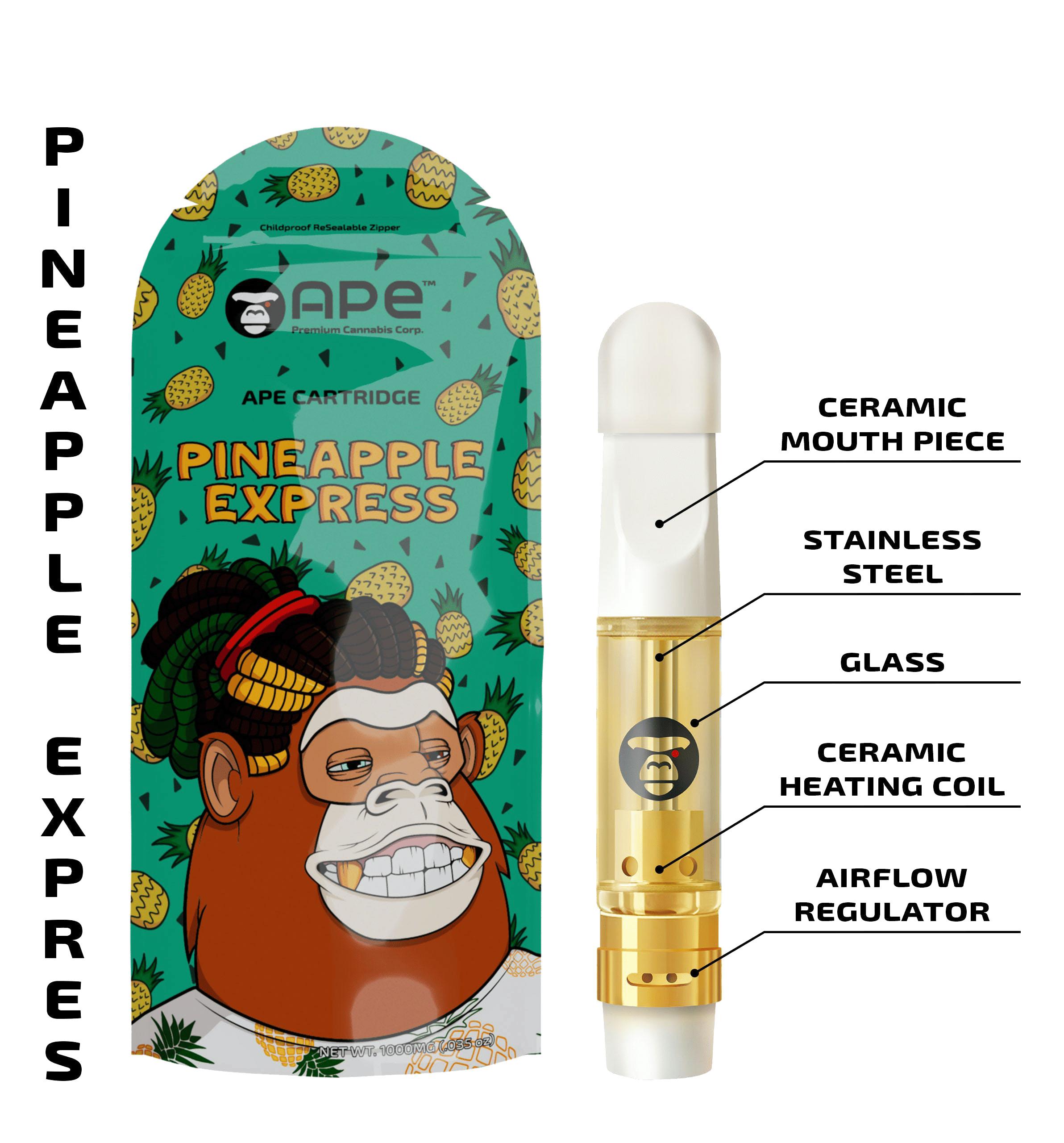 Pineapple Express - Cart - APE Premium Cannabis Corp - 1g - $24.99 - Vape Cartridges (Universal 510 Battery Required)