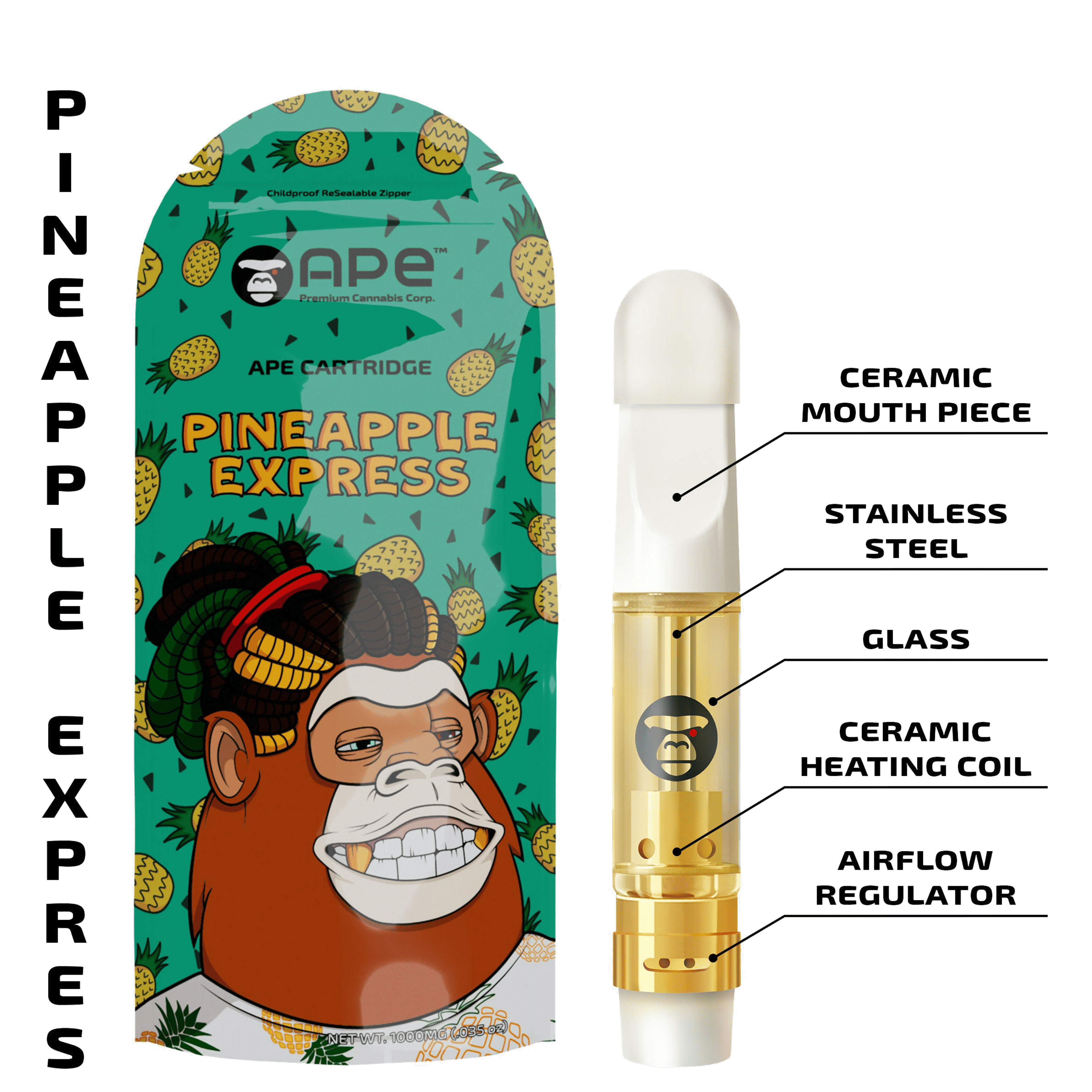 Pineapple Express - Cart - APE Premium Cannabis Corp - 1g - $24.99 - Vape Cartridges (Universal 510 Battery Required)