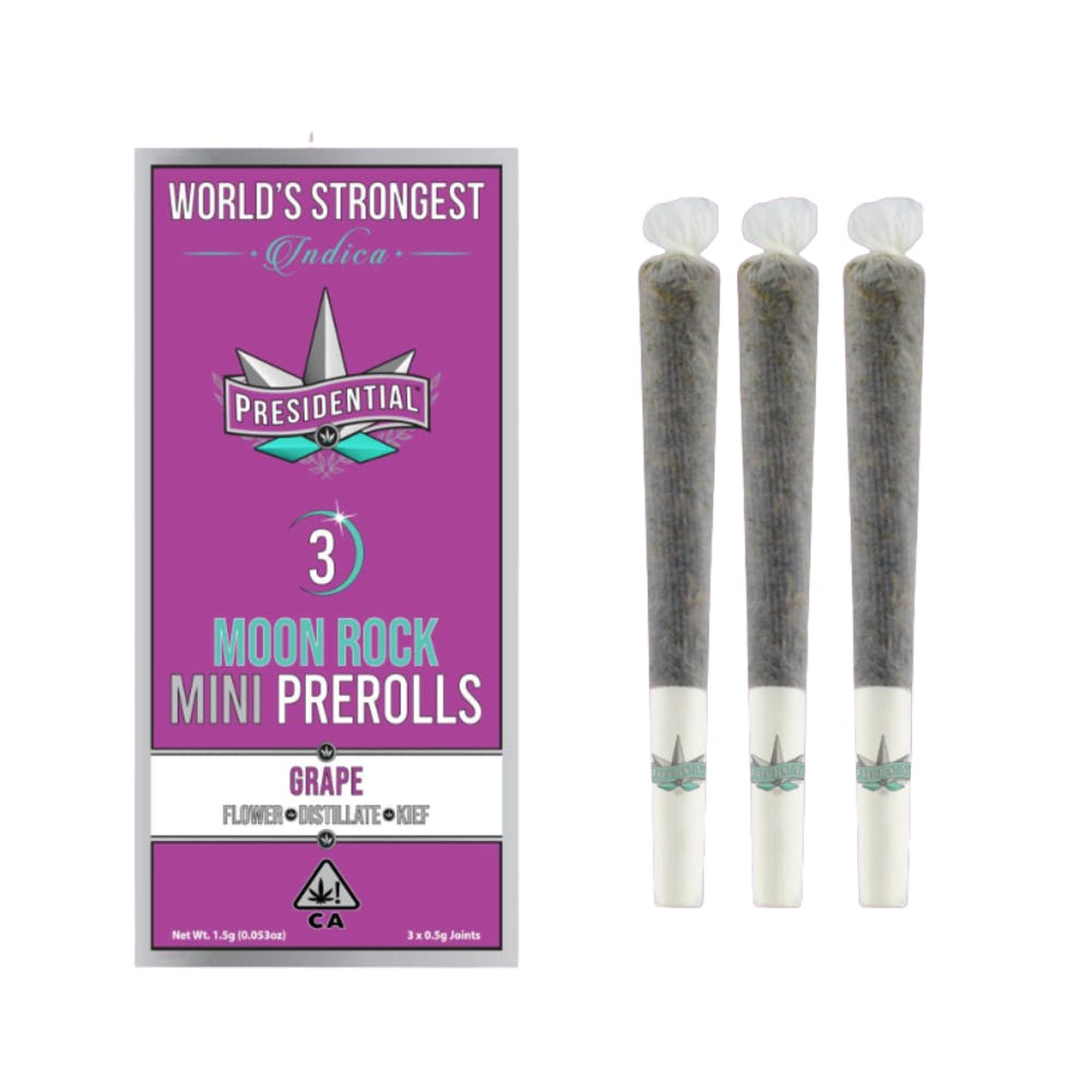 Grape - 3pk Mini Moon Rock Pre Rolls - Presidential - Grape 3pk (I) - $20 - Pre-Rolls