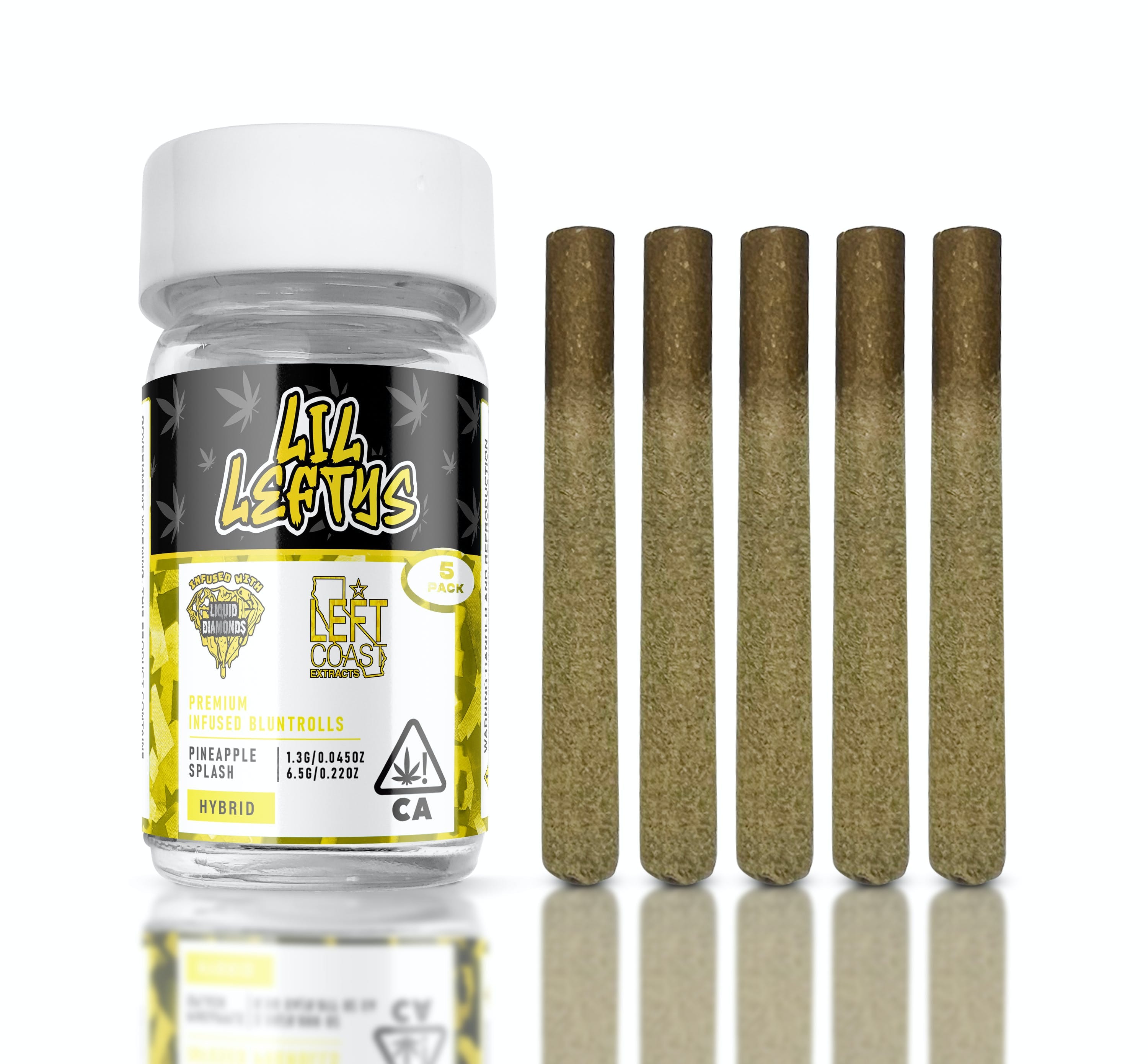 Left Coast Lil Leftys | 1.3gx5pk | PINEAPPLE SPLASH 6.5g | Premium Infused - Mini Blunts - LEFT COAST -  - $11.57 - Pre-Rolls