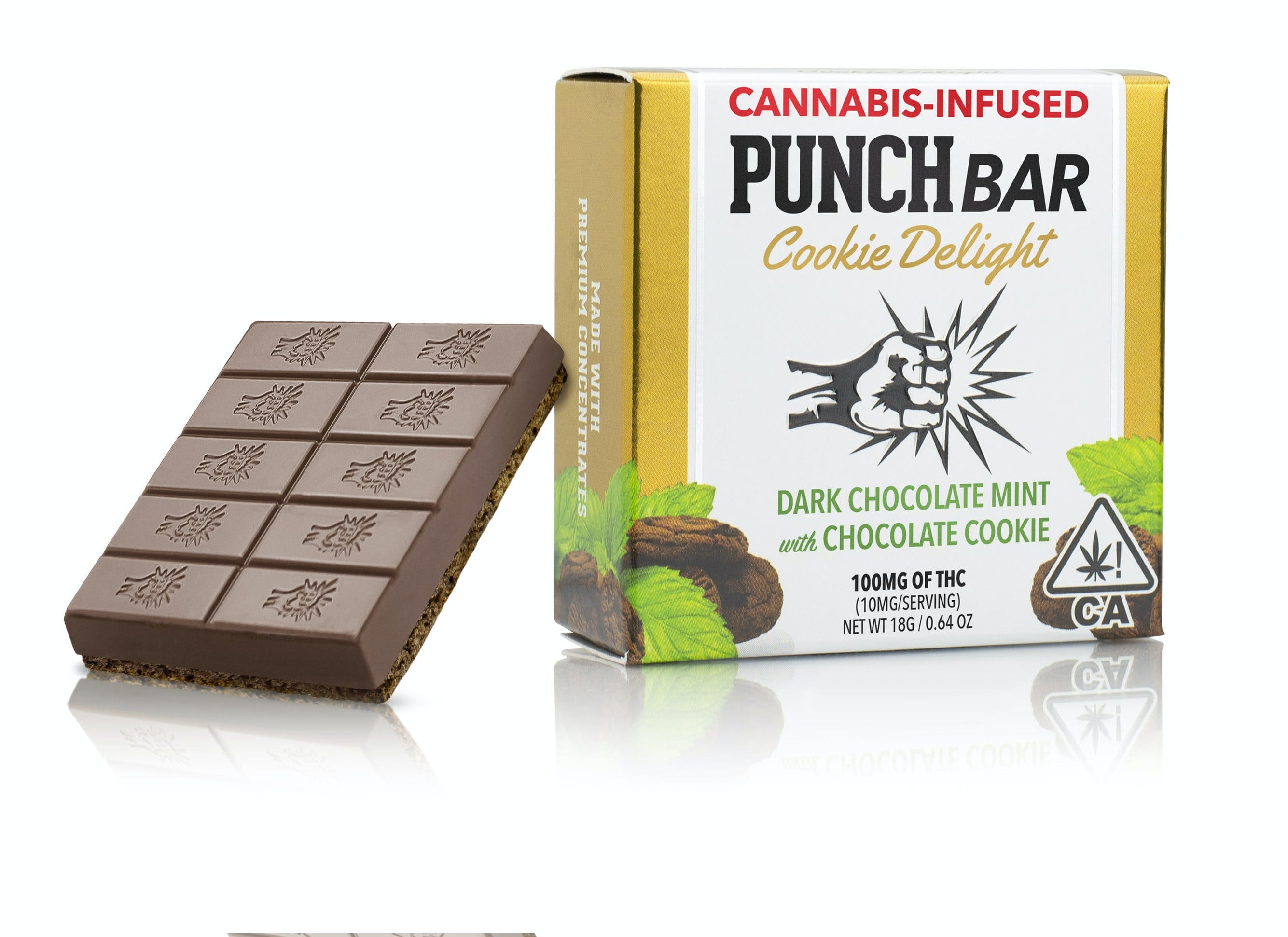MINT DARK CHOCOLATE W/CHOCOLATE COOKIE  - BAR - Punch BAR -  - $10.75 - Edible (weight - each)