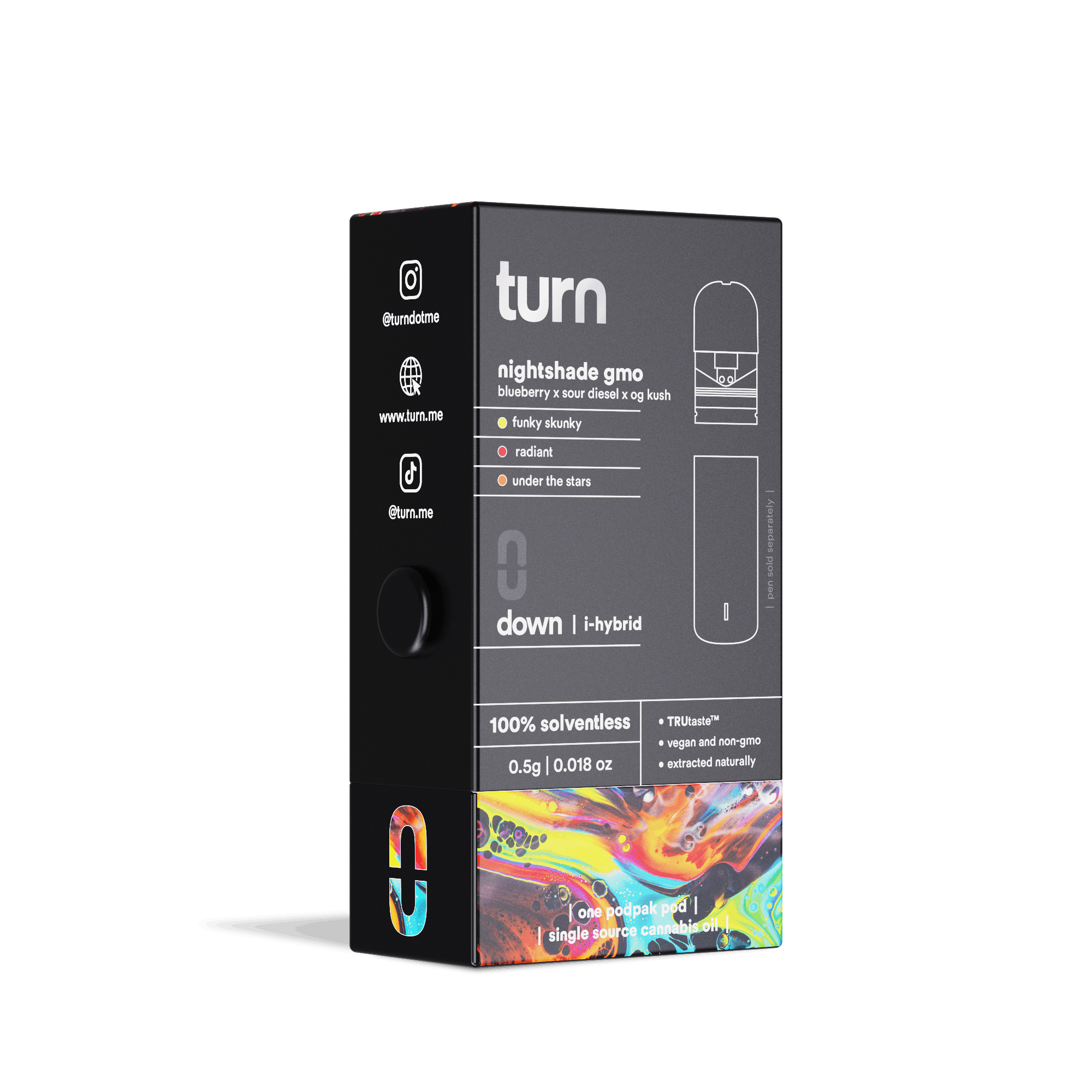 Turn Down Solventless POD | .5g - Nightshade GMO - Live Rosin - Indica Hybrid - Turn -  - $36 - Vape Carts