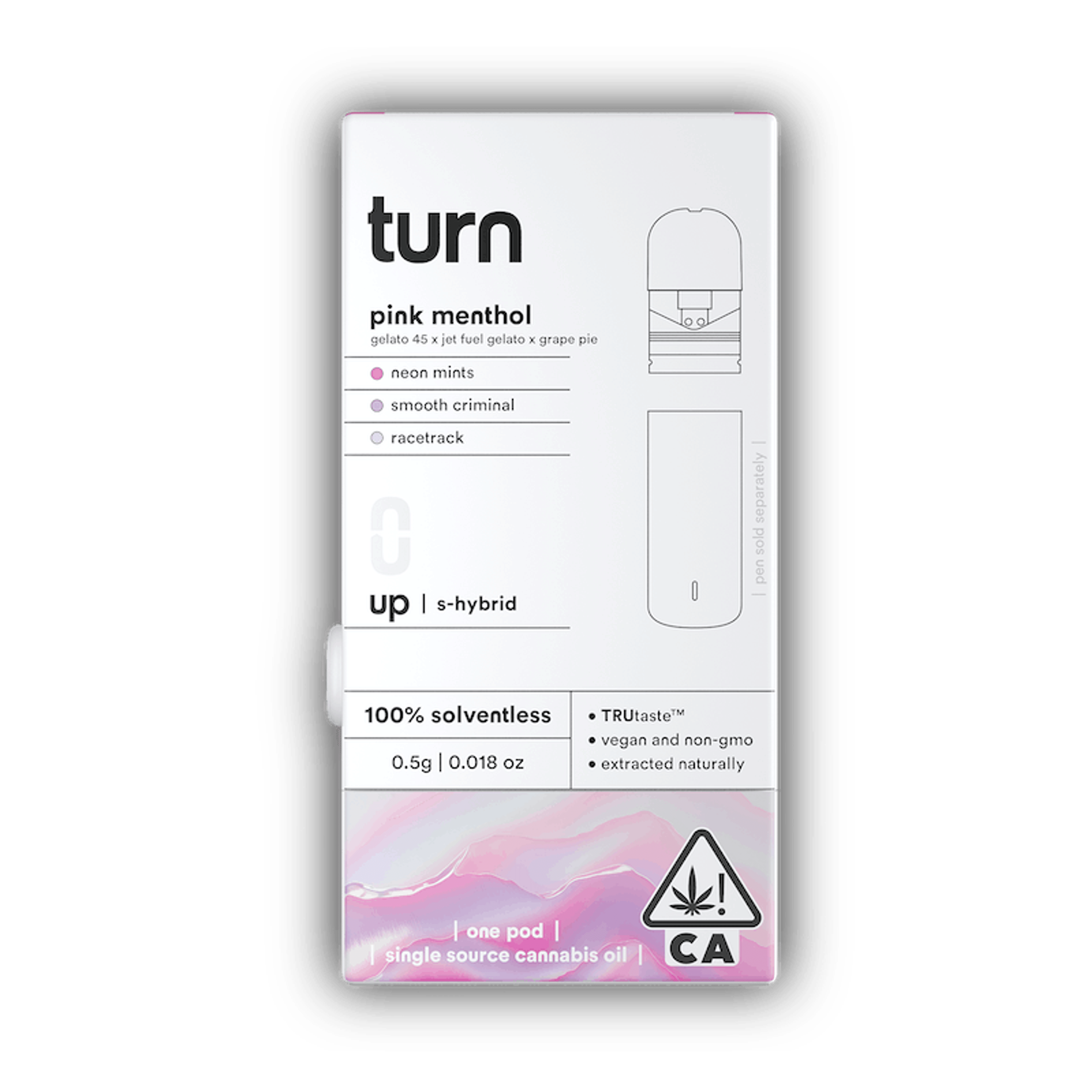 Turn Up Solventless POD | .5g - Pink Menthol - Live Rosin - Sativa Hybrid - Turn - - $36 - Vape Carts