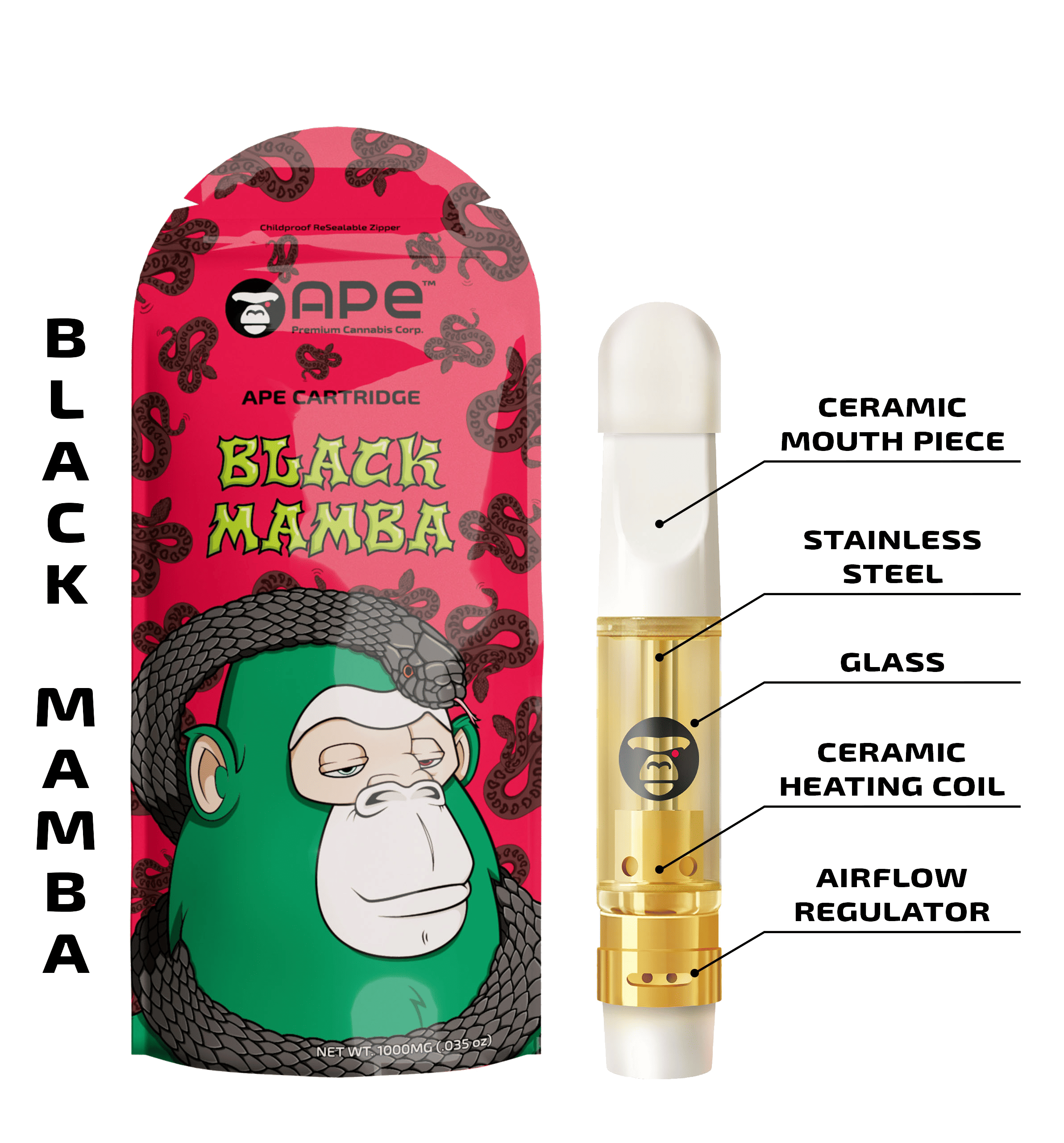 Black Mamba - Cart - APE Premium Cannabis Corp - 1g - $24.99 - Vape Cartridges (Universal 510 Battery Required)