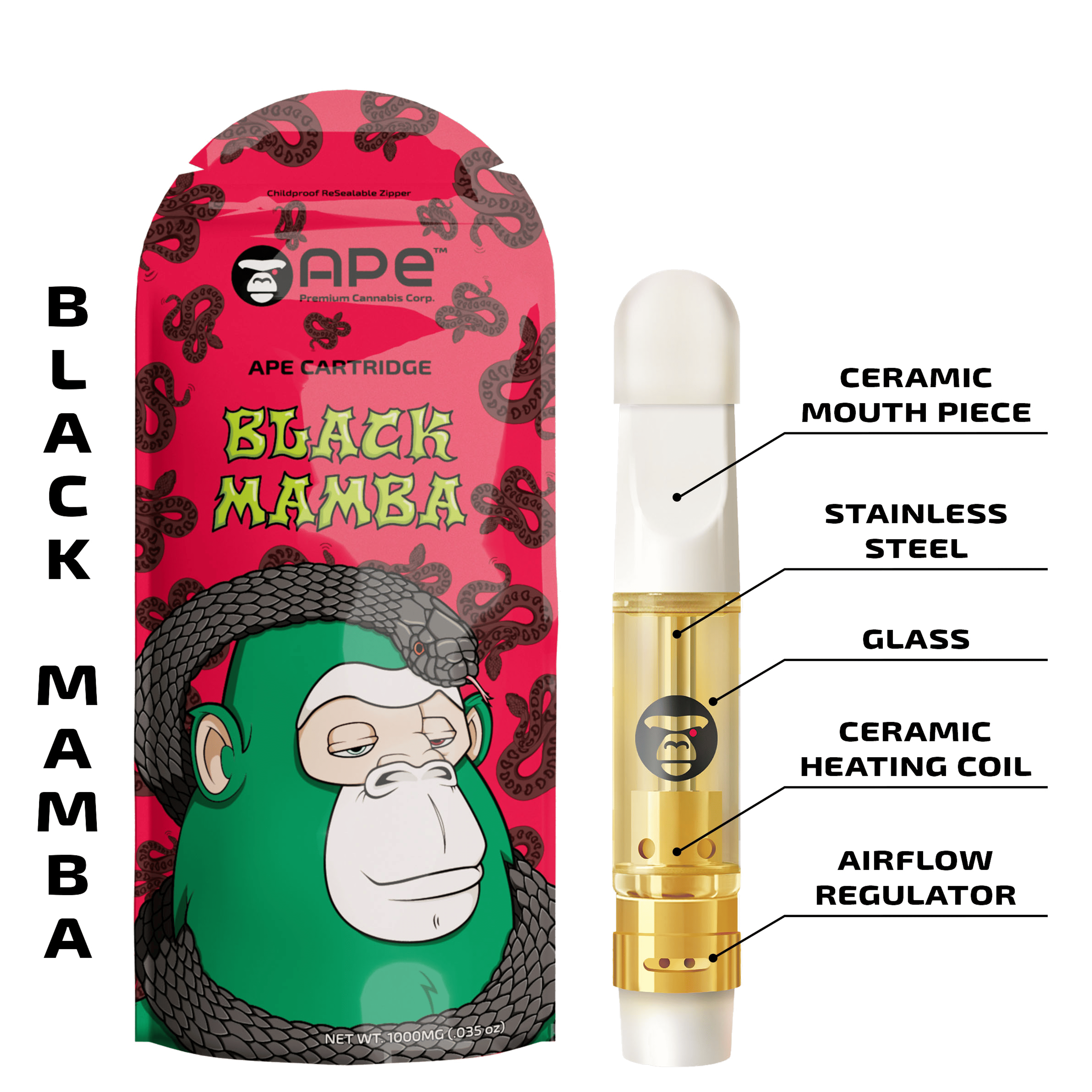 Black Mamba - Cart - APE Premium Cannabis Corp - 1g - $24.99 - Vape Cartridges (Universal 510 Battery Required)