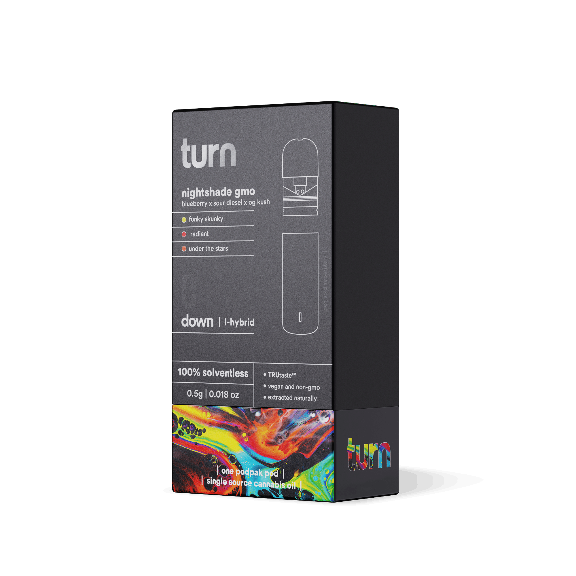 Turn Down Solventless POD | .5g - Nightshade GMO - Live Rosin - Indica Hybrid - Turn -  - $36 - Vape Carts